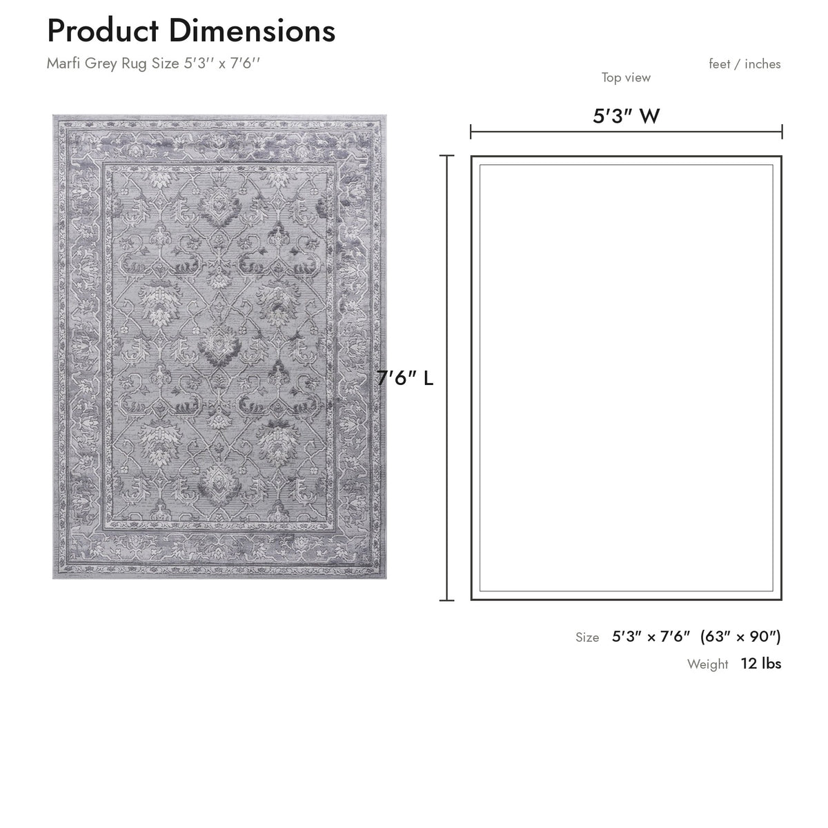 Product dimensions diagram