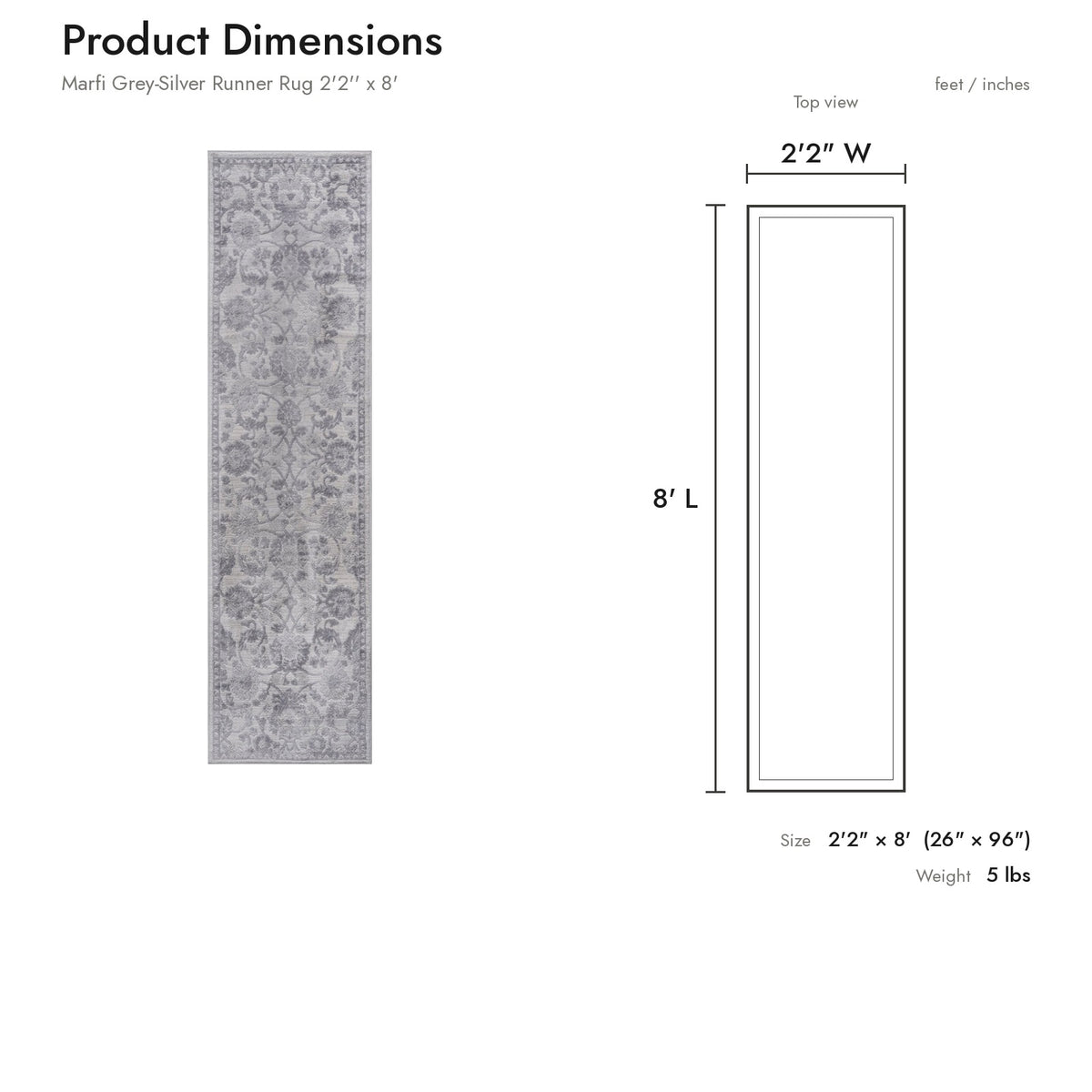 Product dimensions diagram