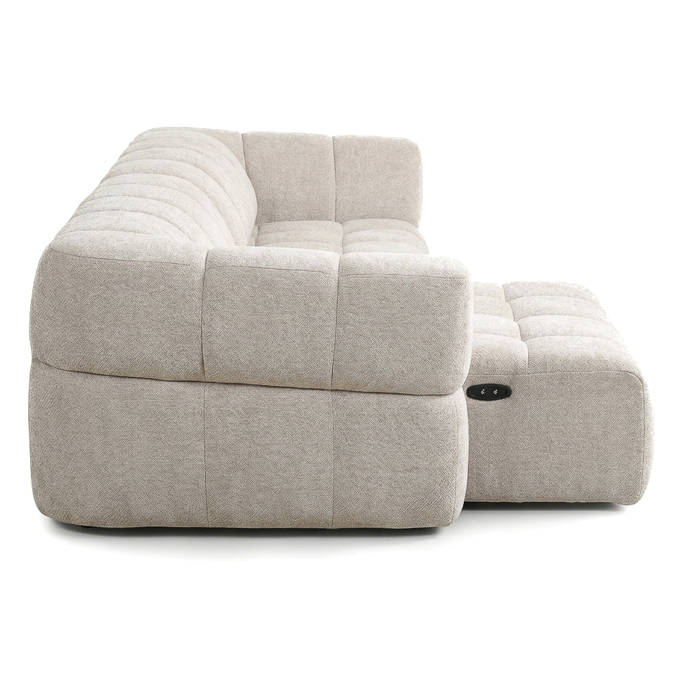 Revel Light Brown Chenille PWR Slider Sofa