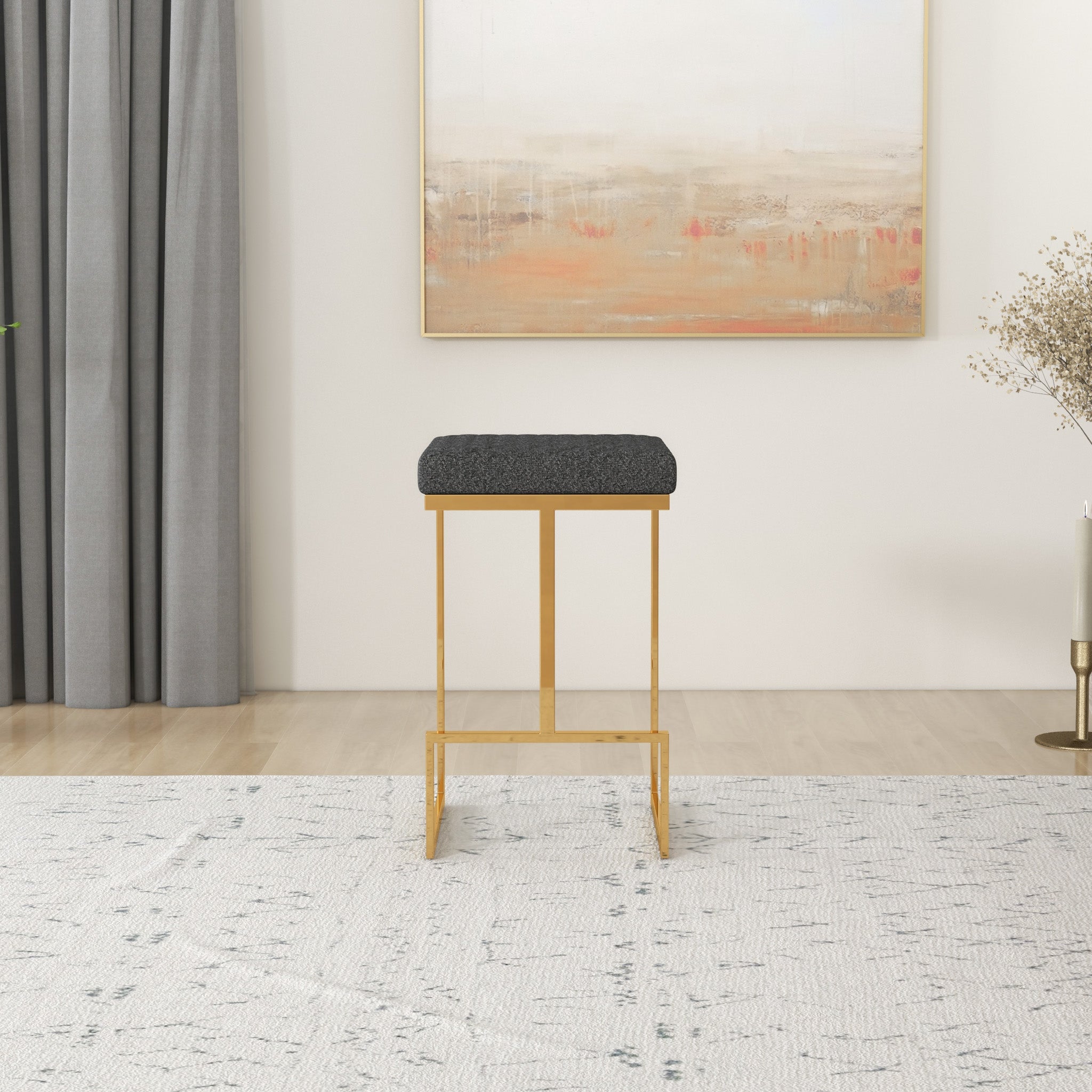 Felicia Grey Boucle Counter Stool