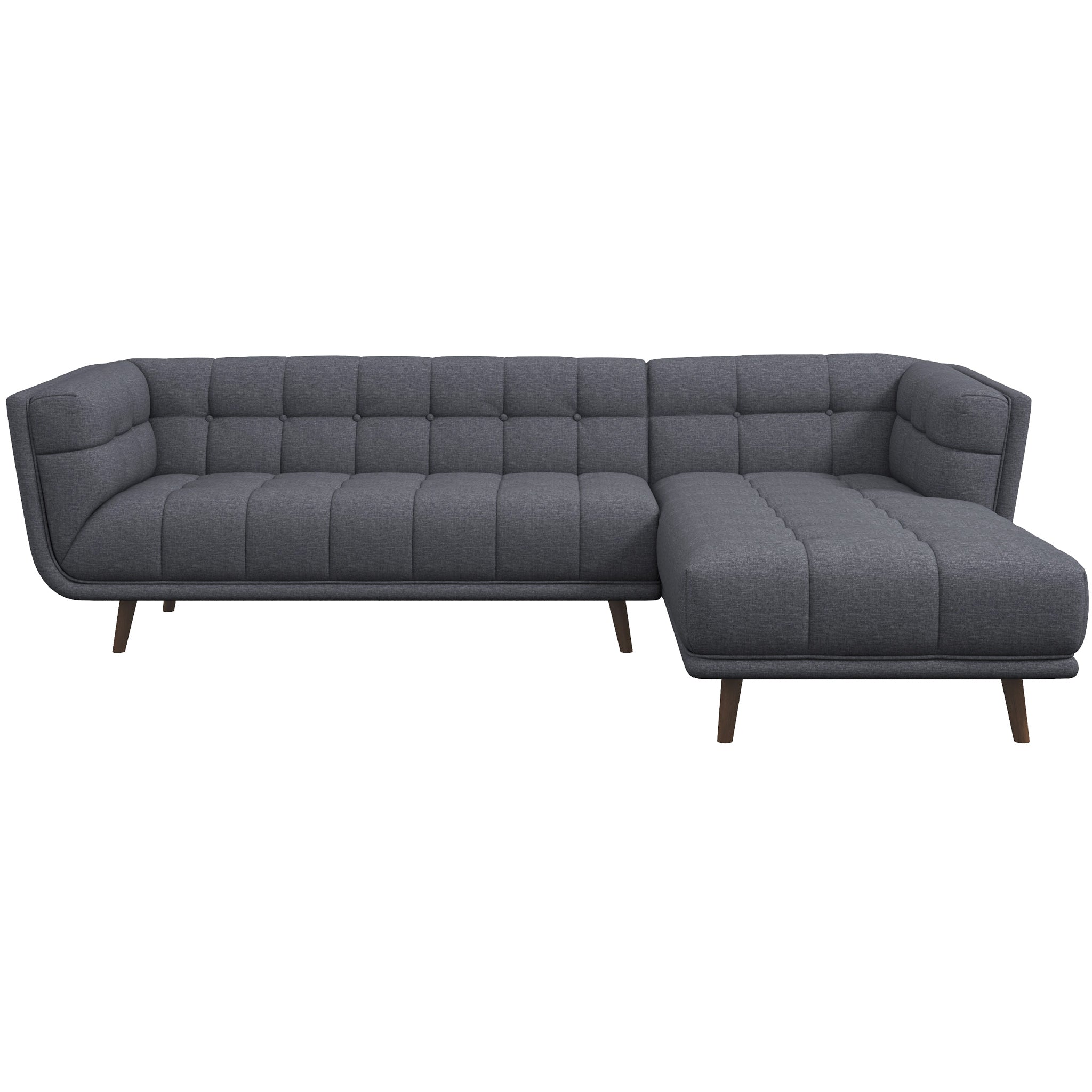 Kano Dark Grey Fabric Sectional Sofa Right Facing Chaise