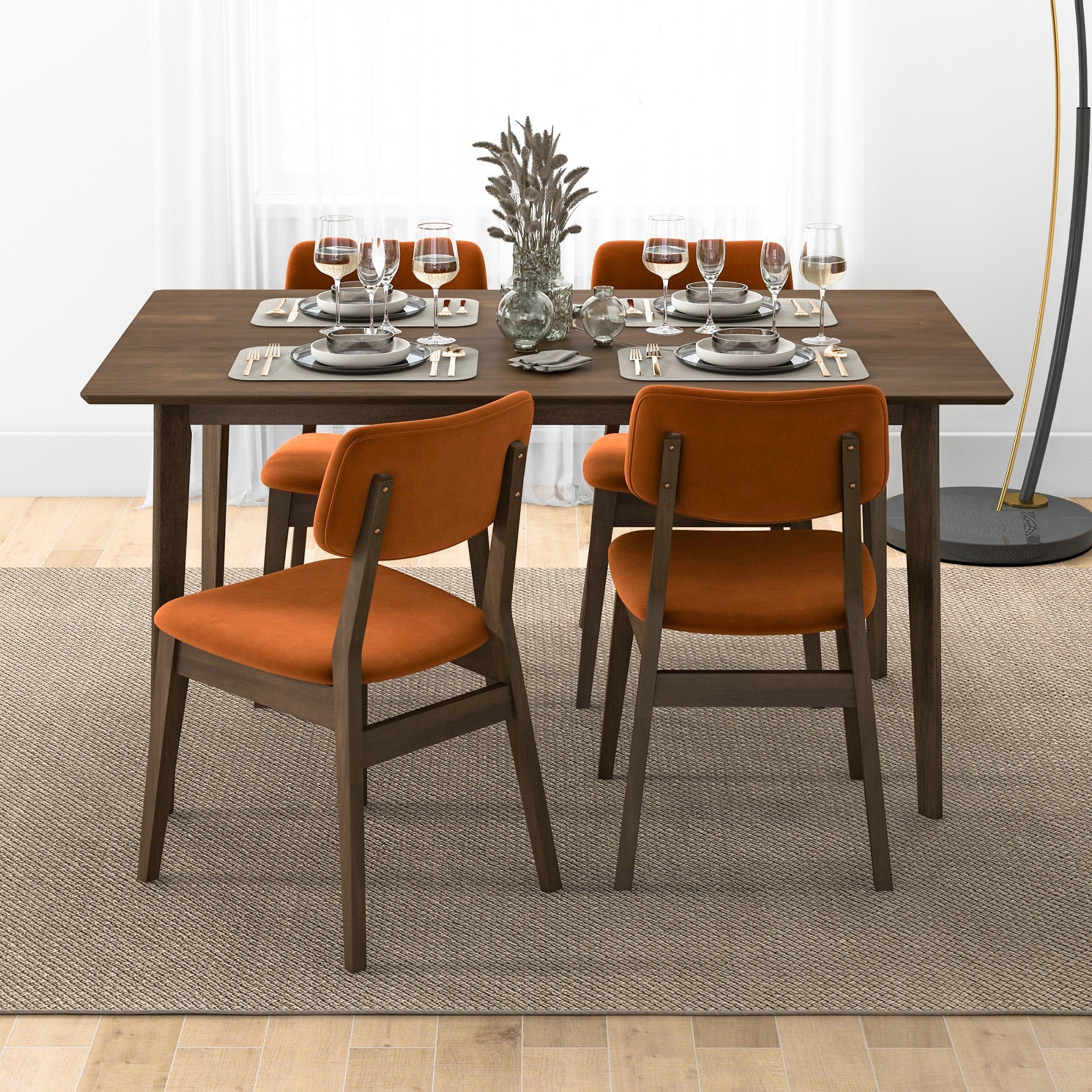 Abbott Burnt Orange Velvet Dining Chair - Set of 2