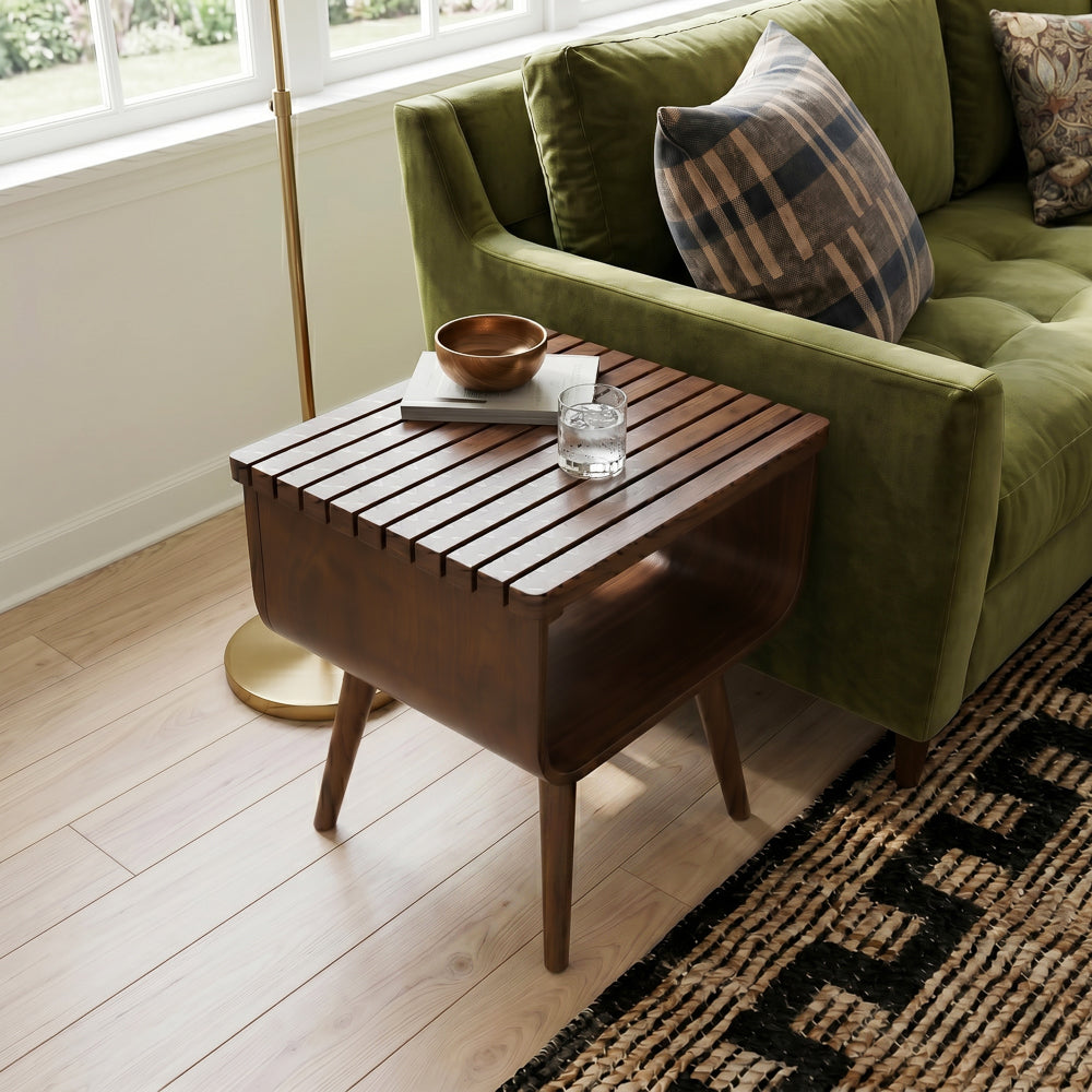 Agora Solid Wood End Table in Walnut
