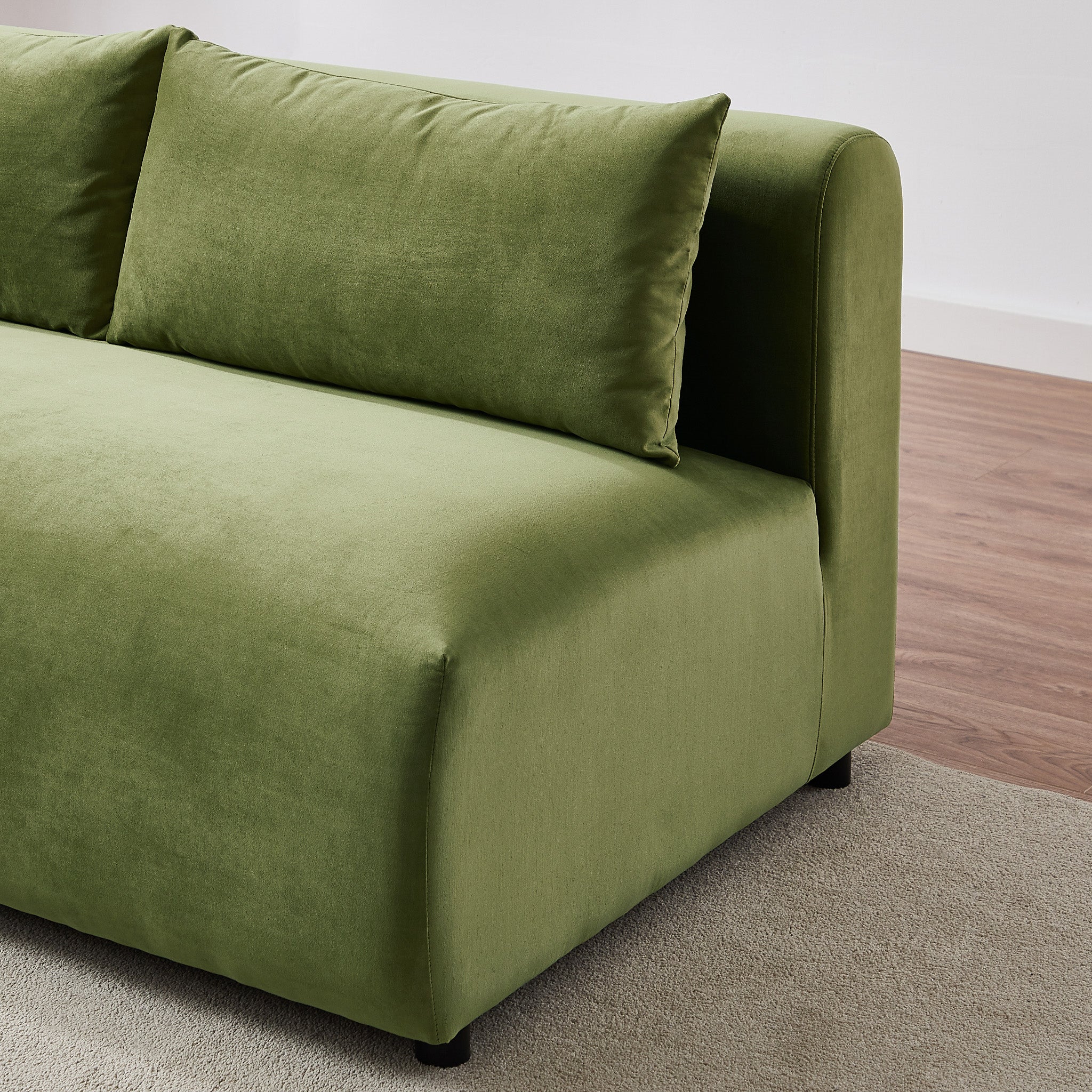 Albany Olive Green Velvet Modular Corner Sectional Sofa