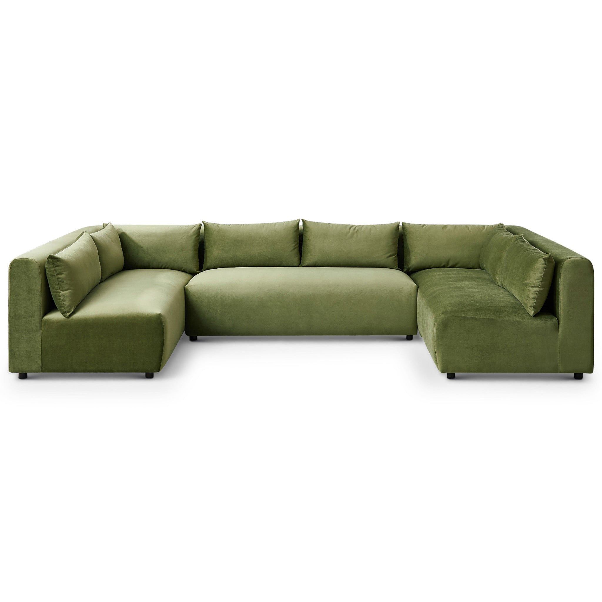Albany Olive Green Velvet Modular Corner Sectional Sofa