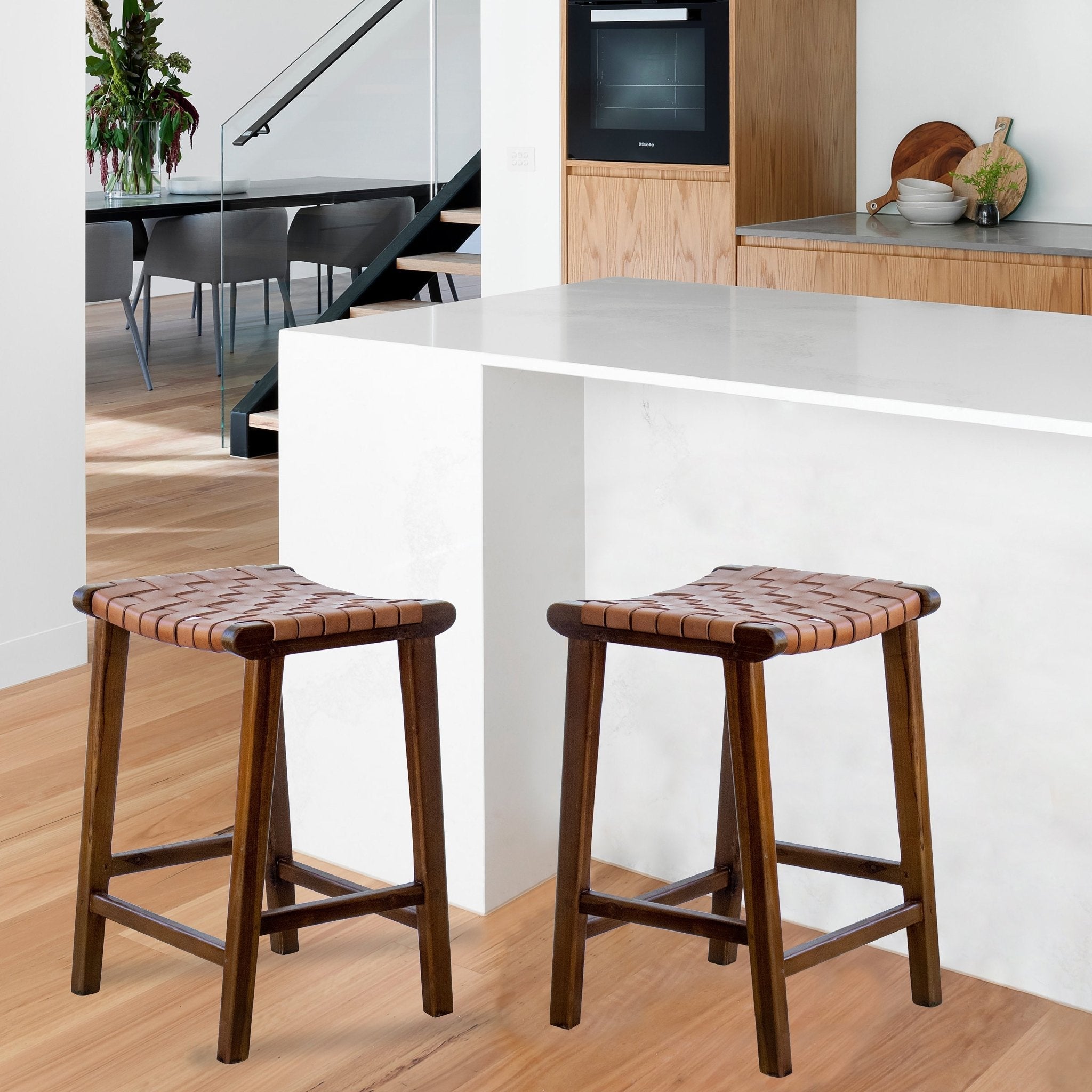 Andaman Tan Leather Bar Stool
