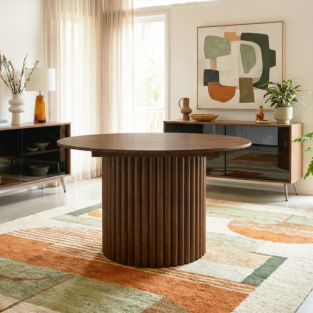 Ariel Walnut Round Dining Table