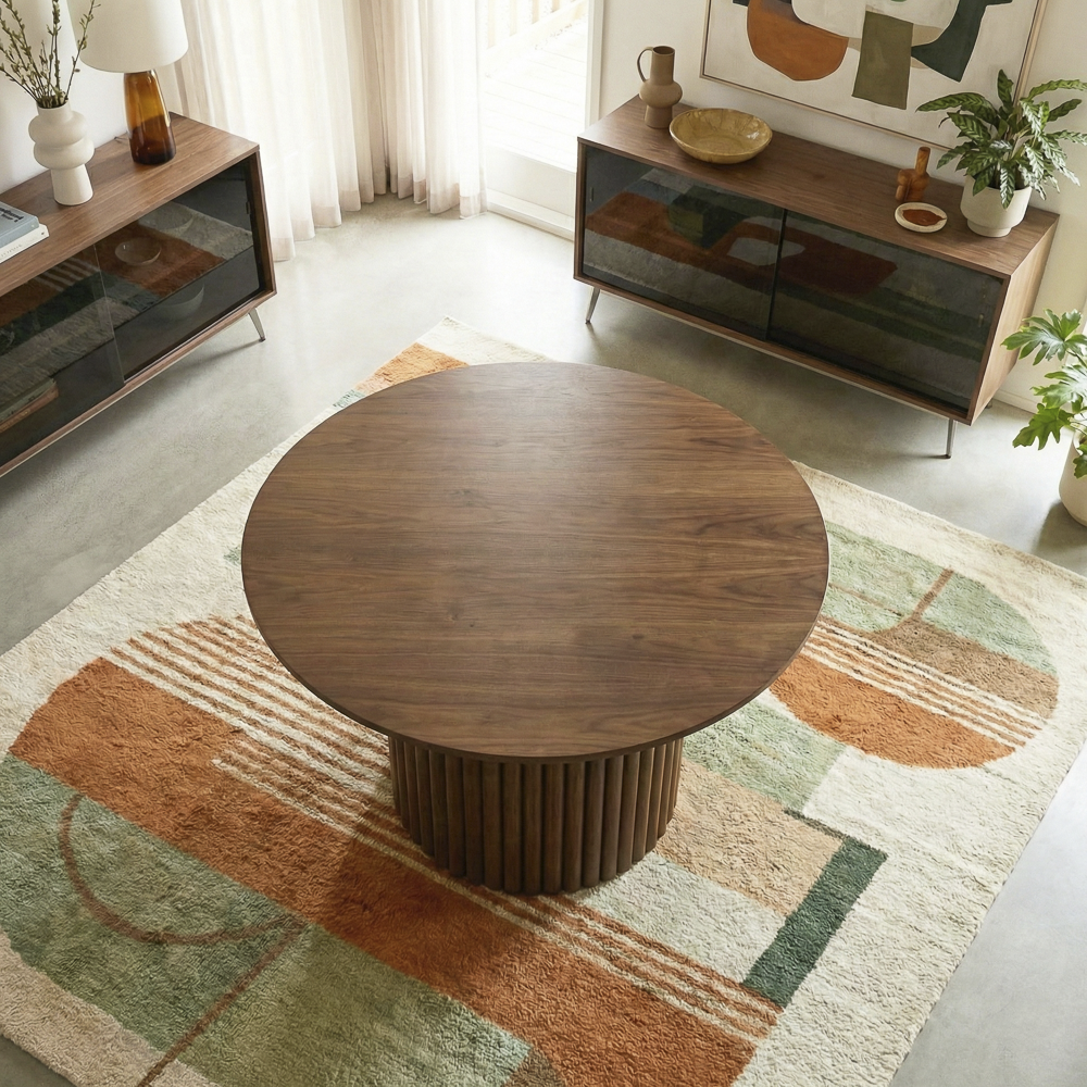 Ariel Walnut Round Dining Table