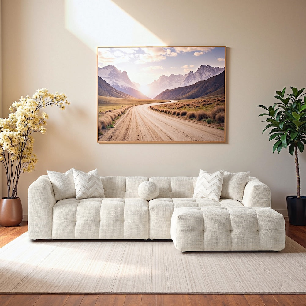Aris Ivory Chenille Modular Sectional Sofa