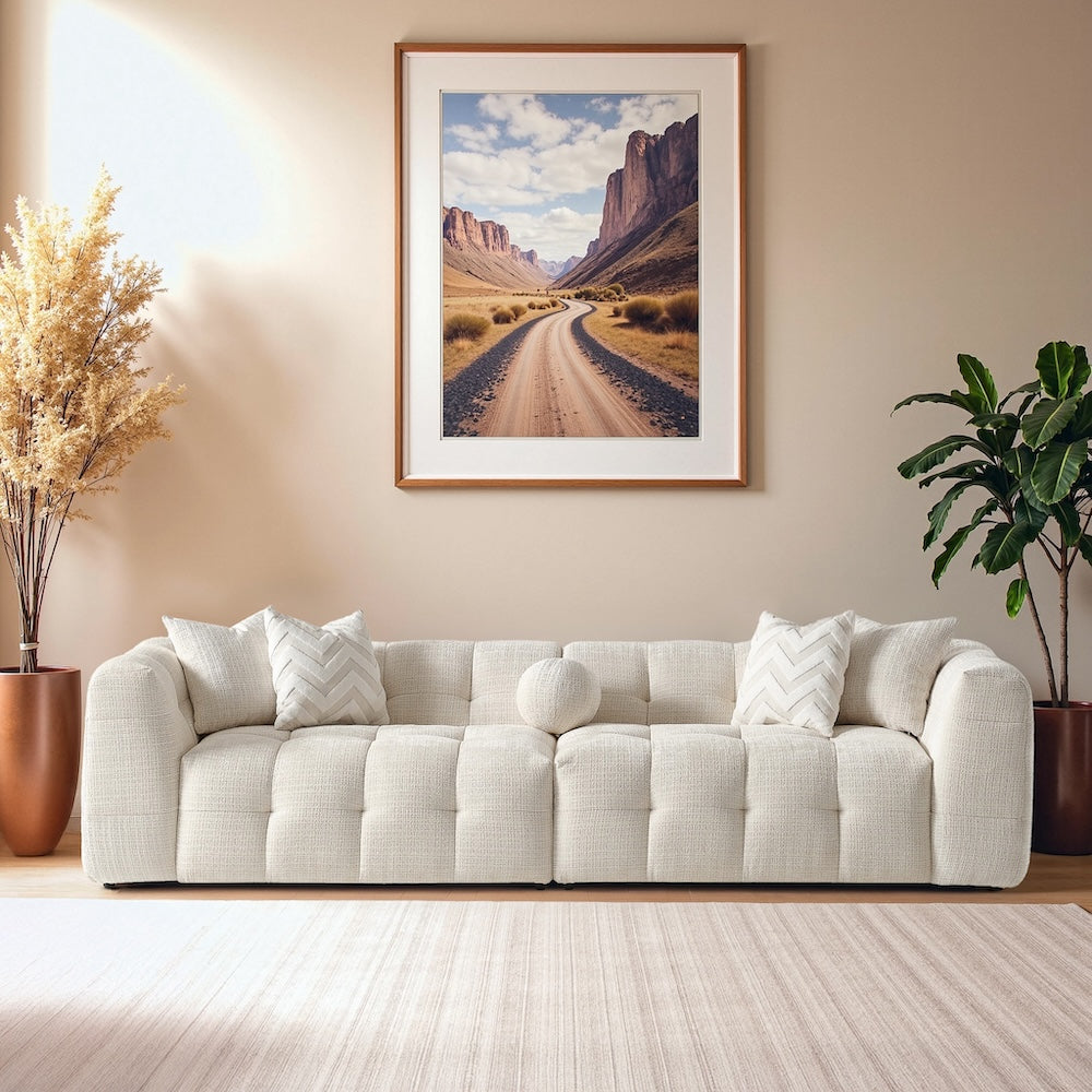 Aris Ivory Chenille Modular Sectional Sofa