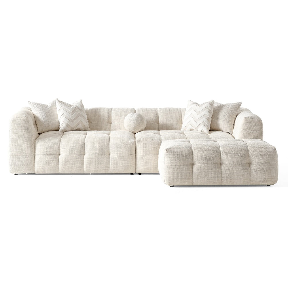 Aris Ivory Chenille Modular Sectional Sofa