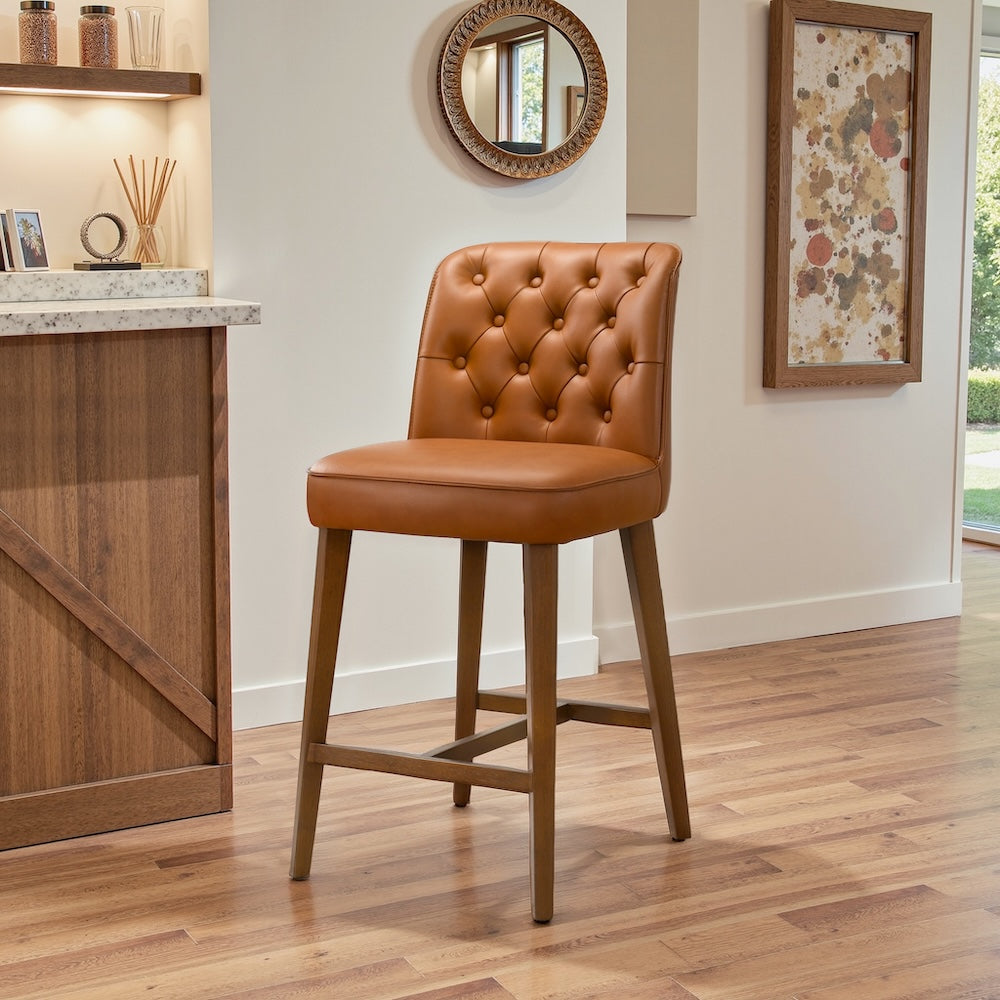 Arlo Cognac Vegan Leather Counter Stool