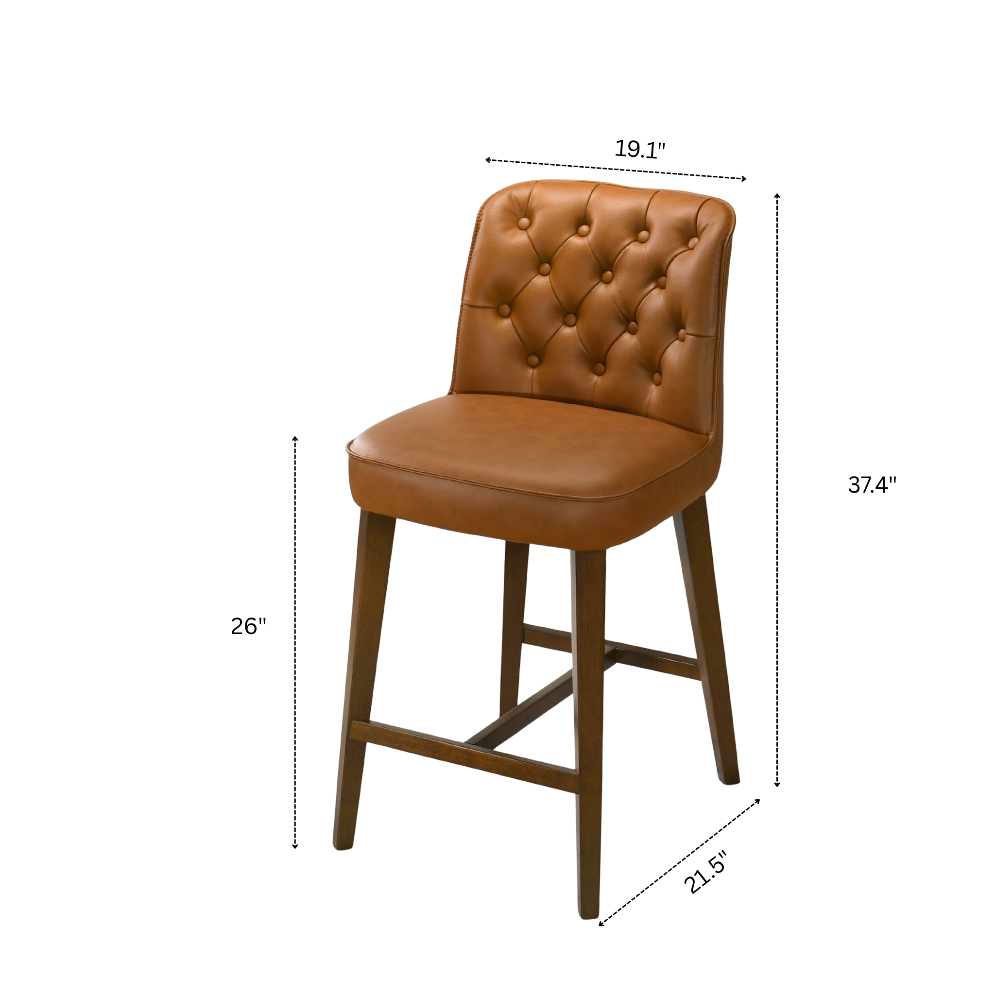 Arlo Cognac Vegan Leather Counter Stool