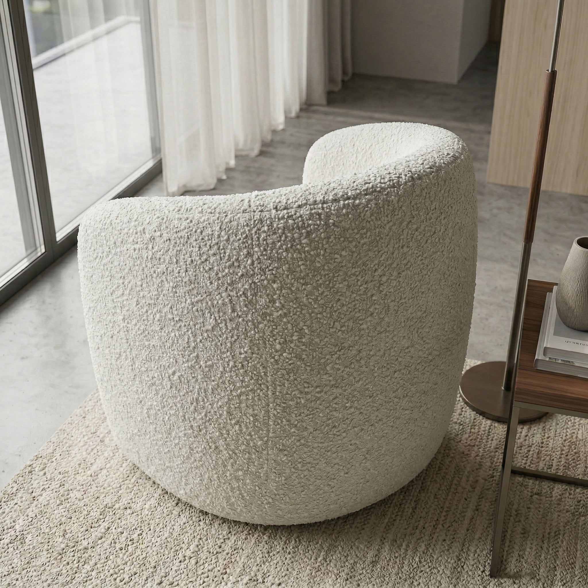 Axis White Boucle Lounge Chair