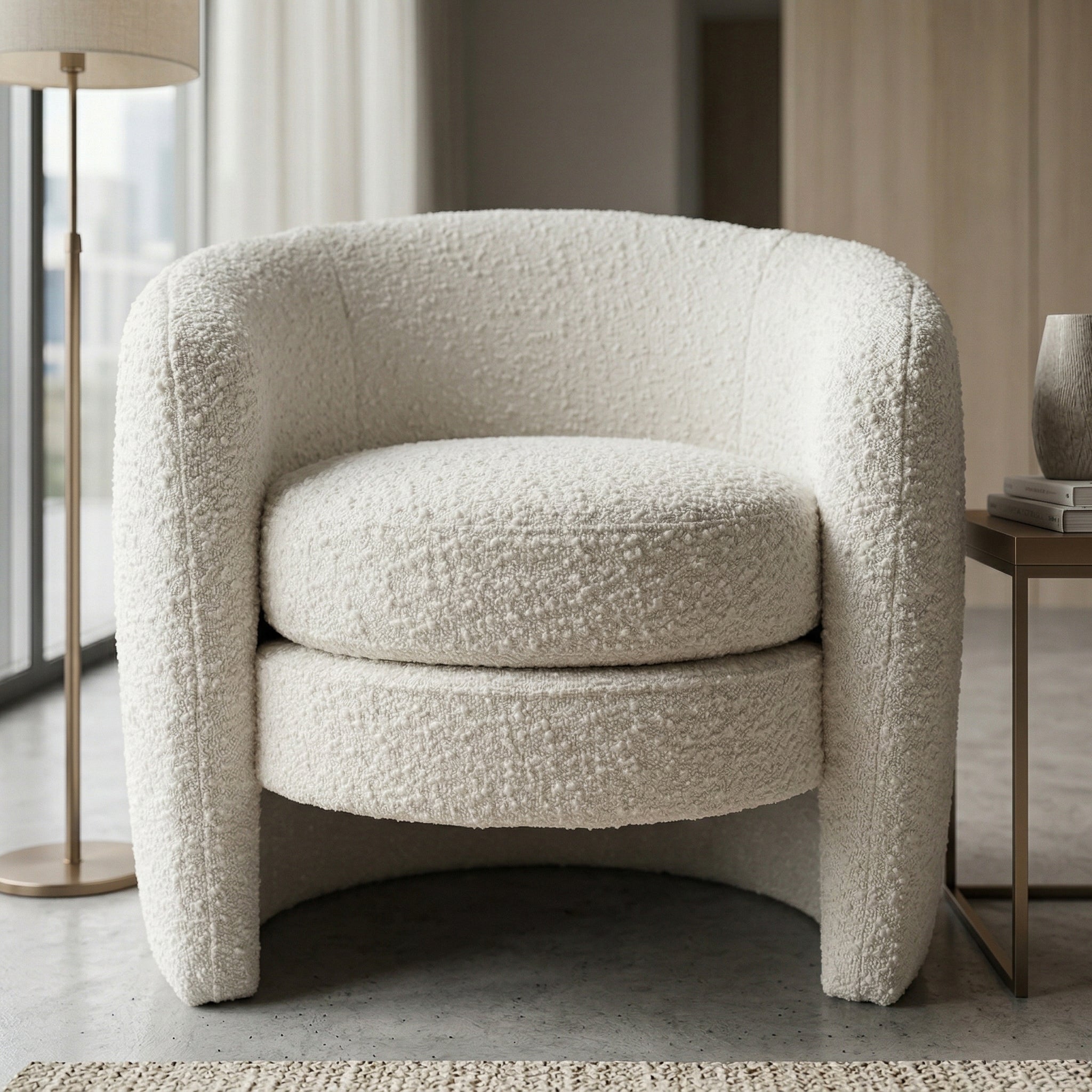 Axis White Boucle Lounge Chair