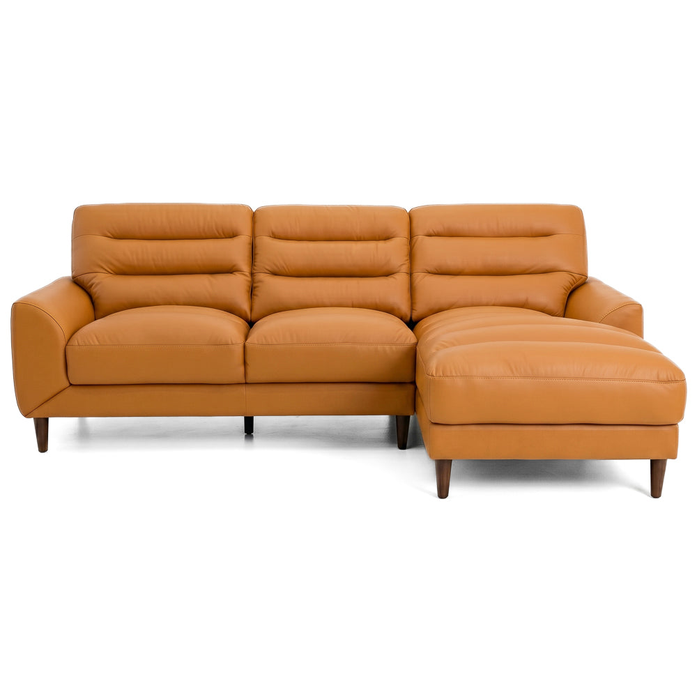 Barton Tan Leather Right Facing Sectional Sofa