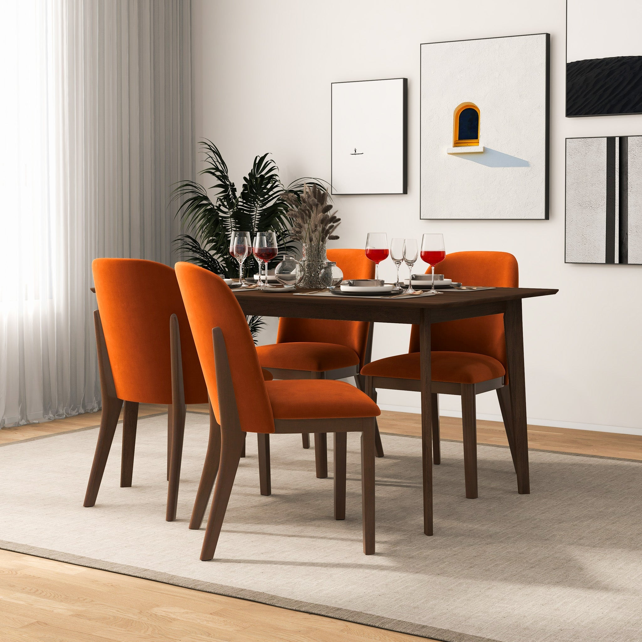 Belfast Burnt Orange Velvet Dining Chair - Set of 2