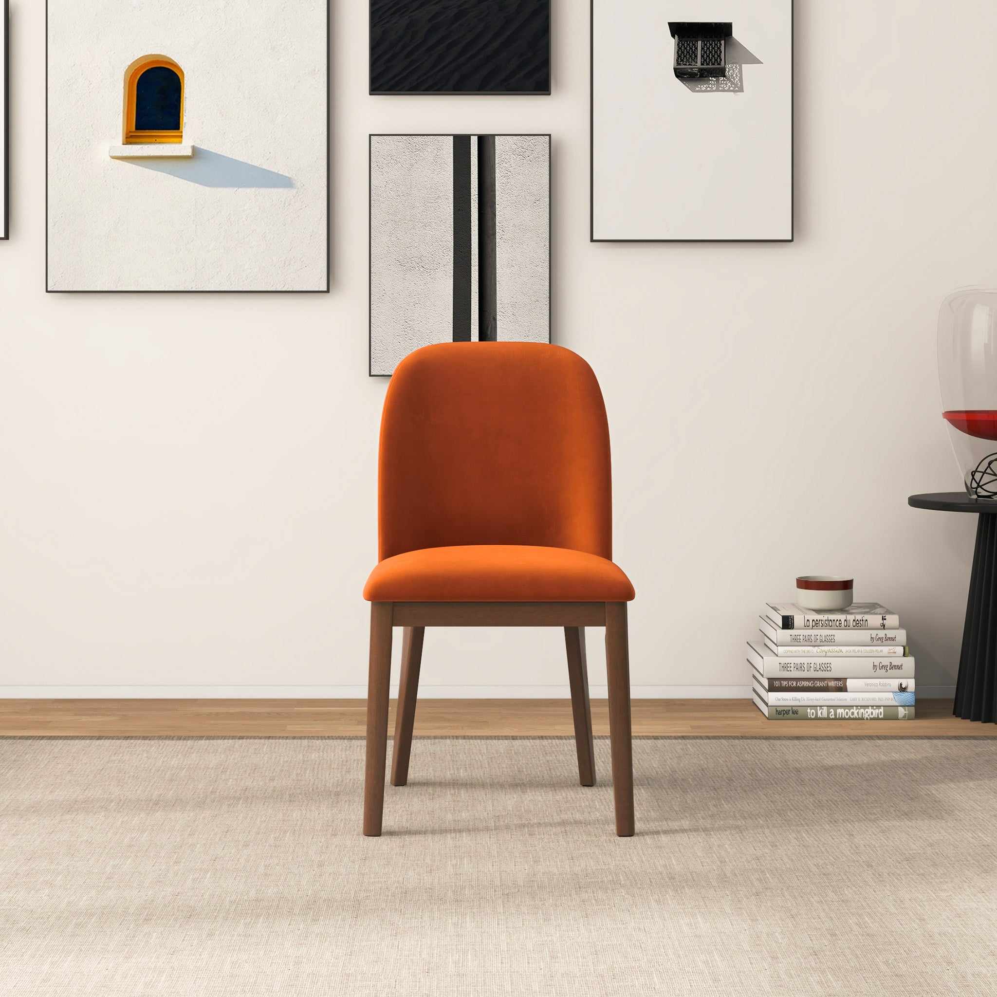 Belfast Burnt Orange Velvet Dining Chair - Set of 2