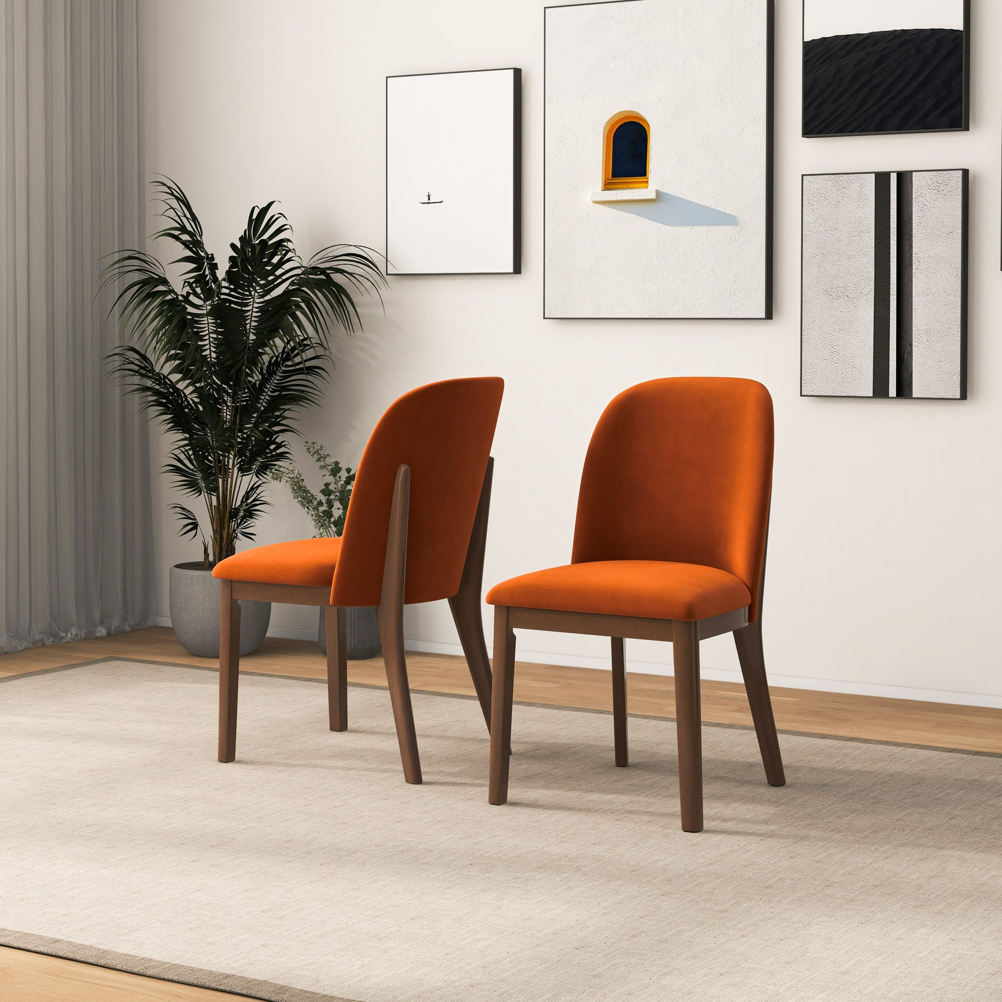 Belfast Burnt Orange Velvet Dining Chair - Set of 2