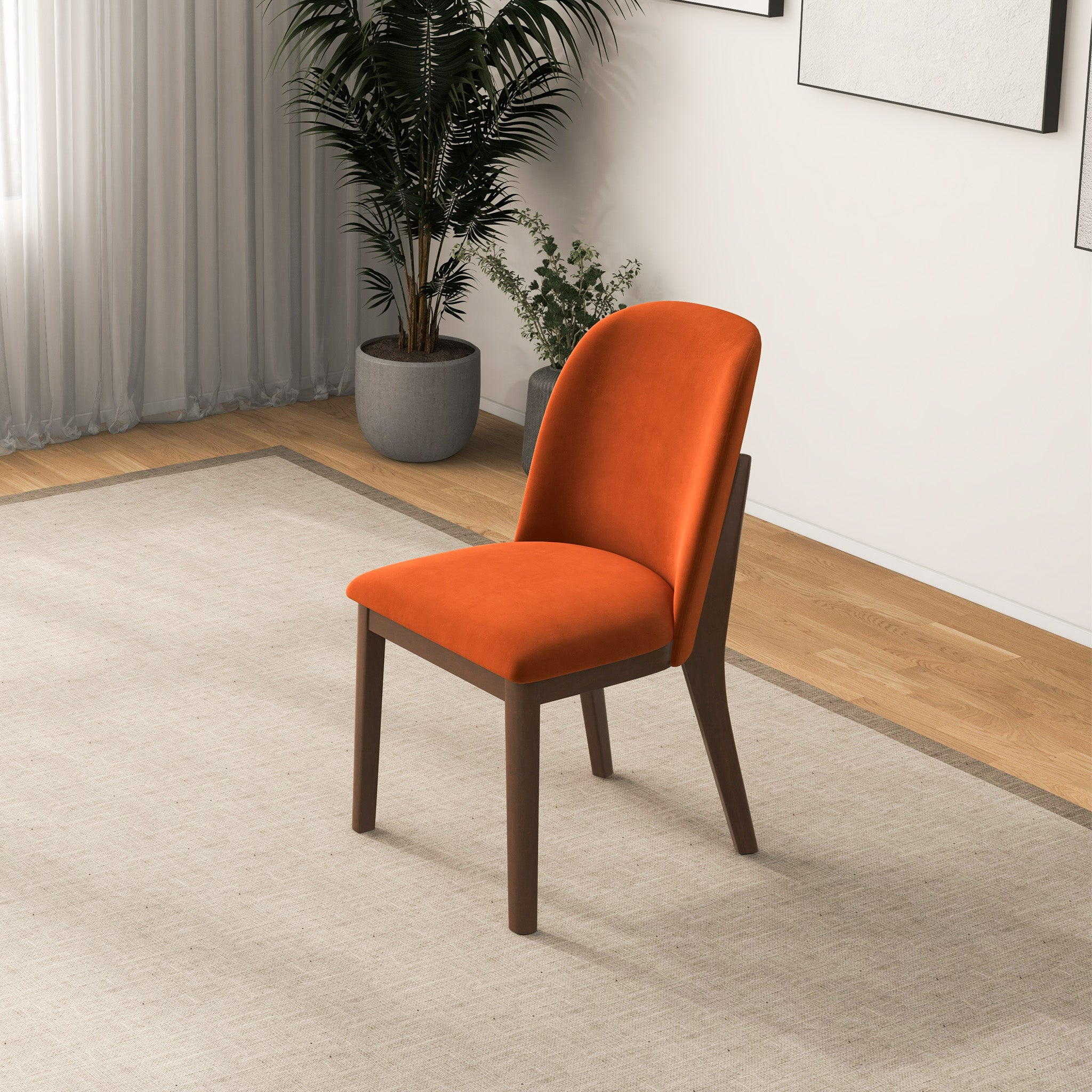 Belfast Burnt Orange Velvet Dining Chair - Set of 2