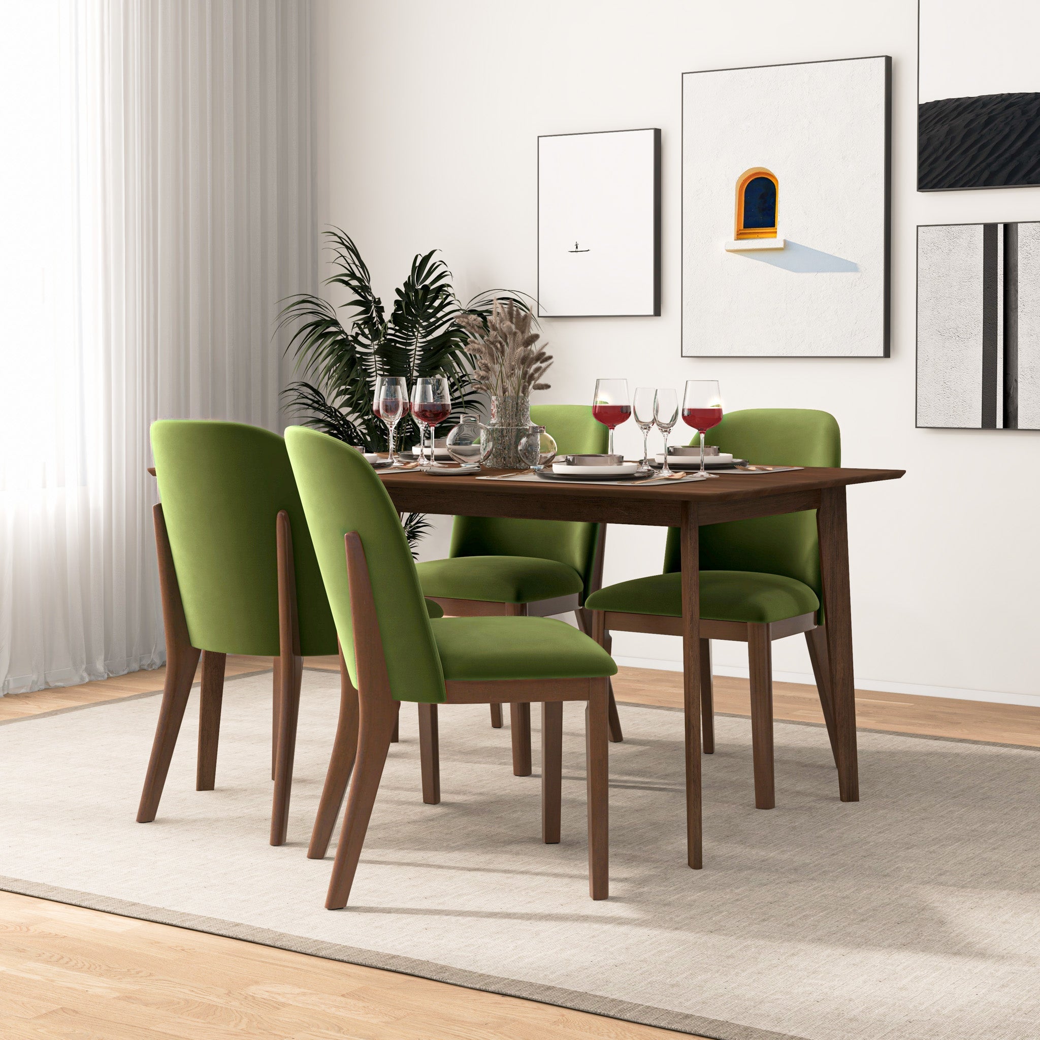 Belfast Green Velvet Dining Chair - Set of 2