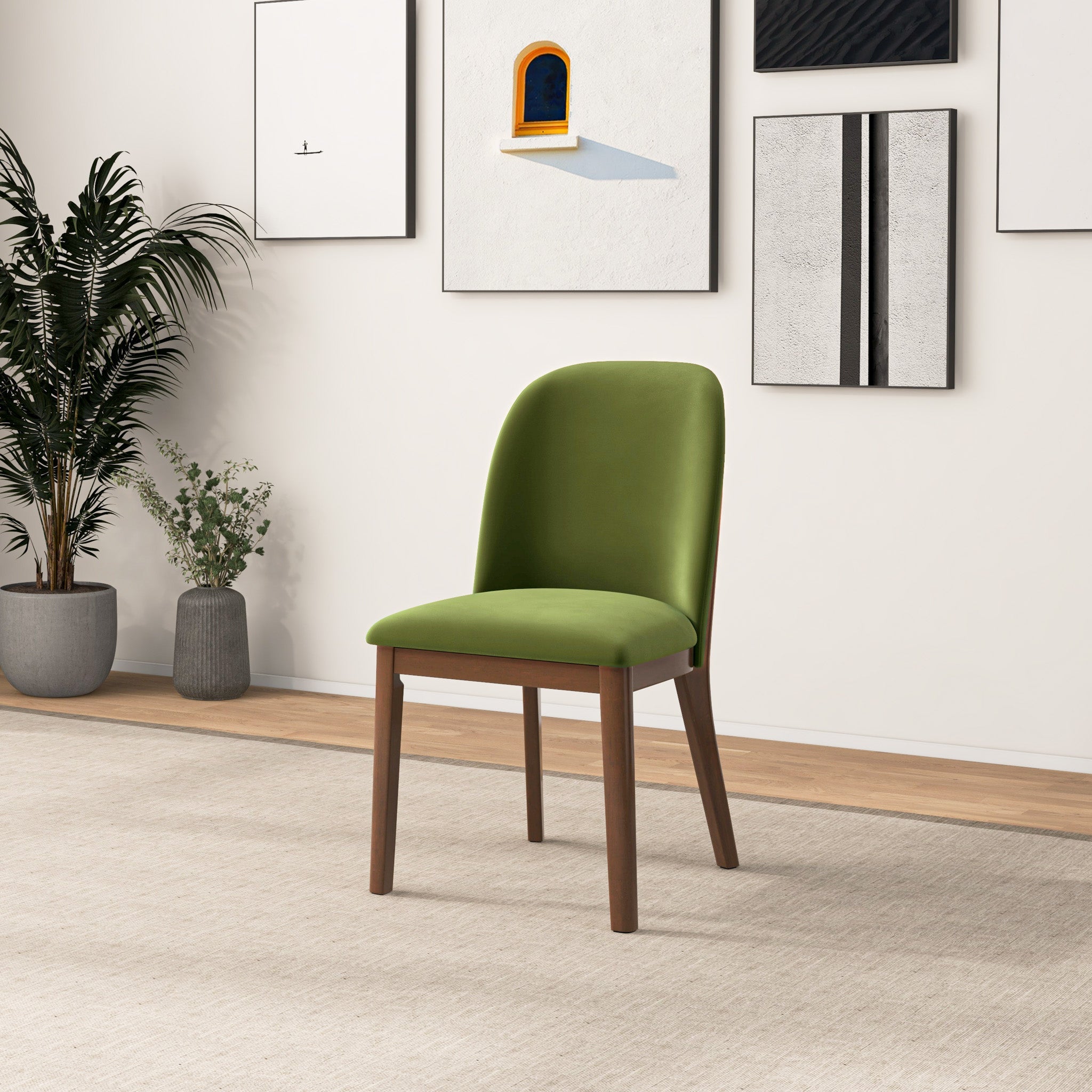 Belfast Green Velvet Dining Chair - Set of 2