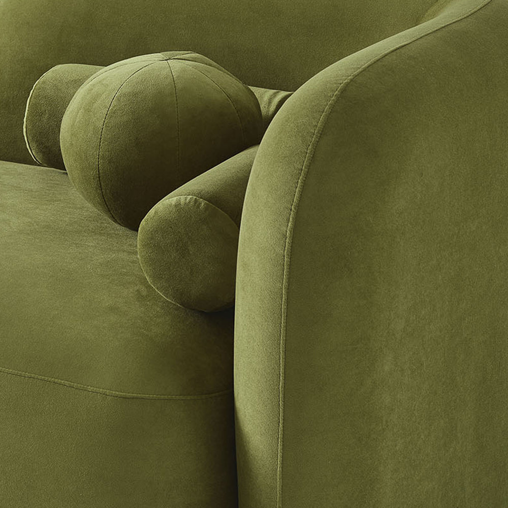 Bodrum Olive Green Velvet Curved Sofa