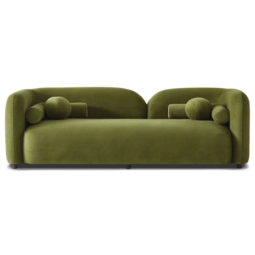 Bodrum Olive Green Velvet Curved Sofa