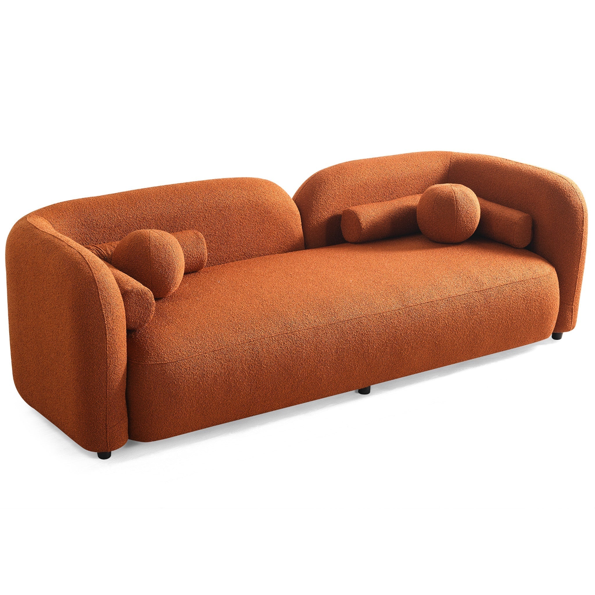 Bodrum Burnt Orange Boucle Curved Sofa