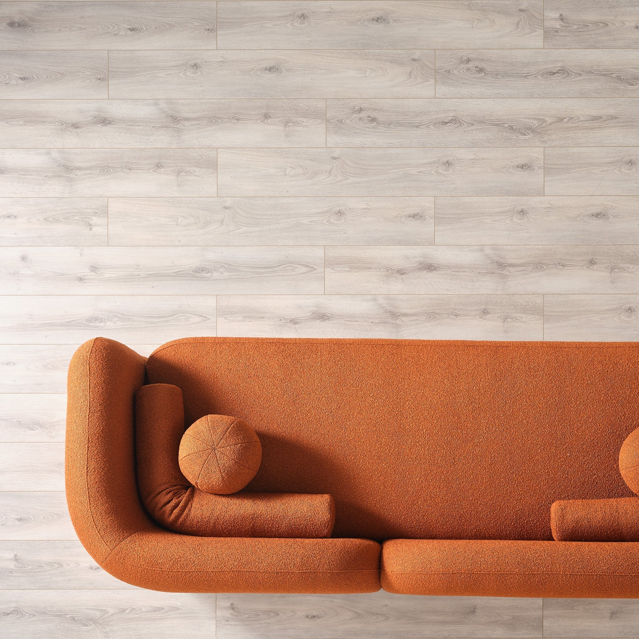 Bodrum Burnt Orange Boucle Curved Sofa