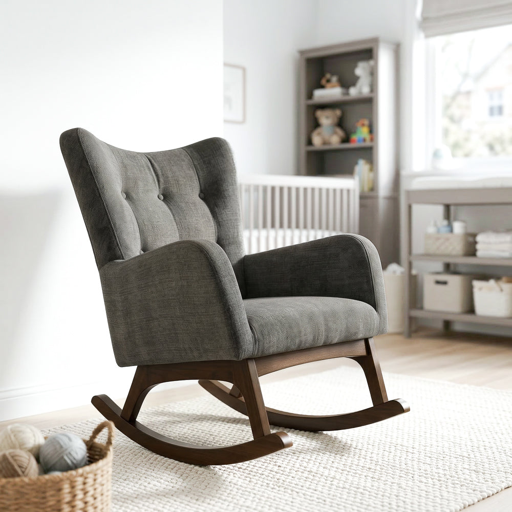 Charlotte Gray Fabric Rocking Chair