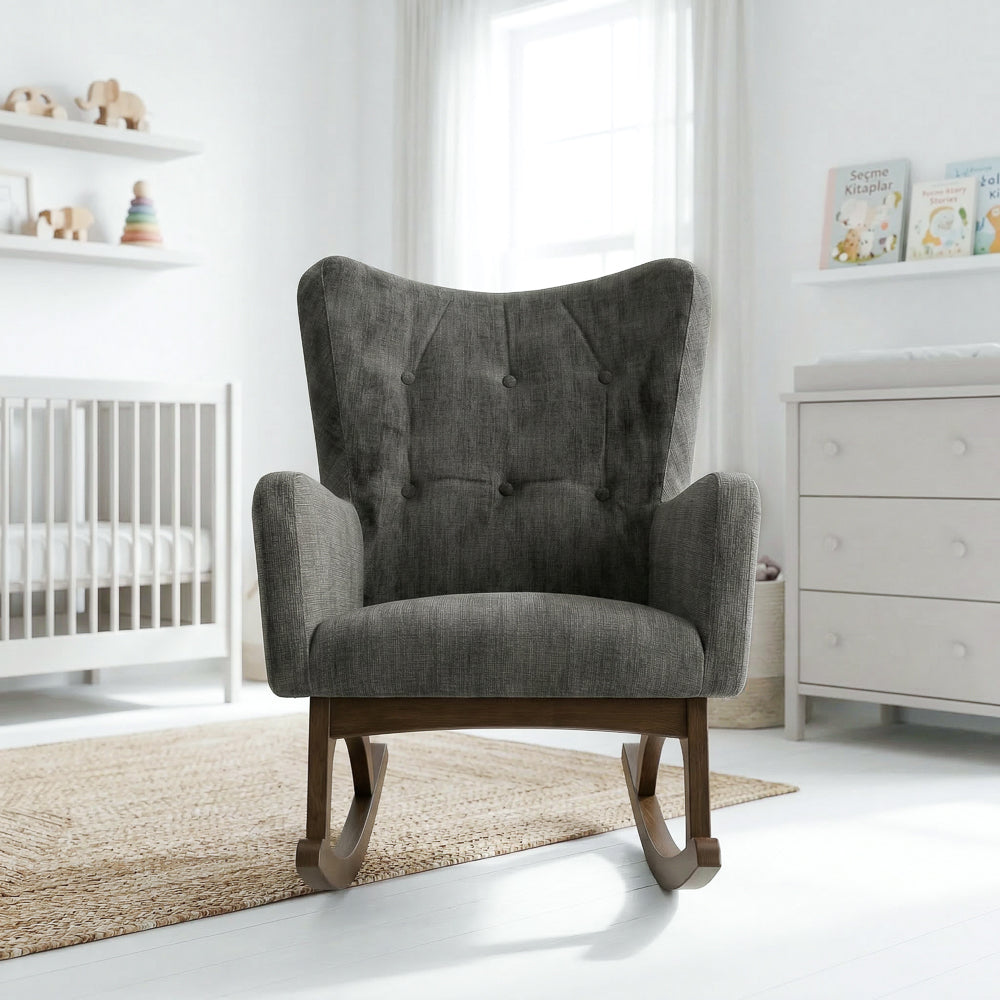 Charlotte Gray Fabric Rocking Chair