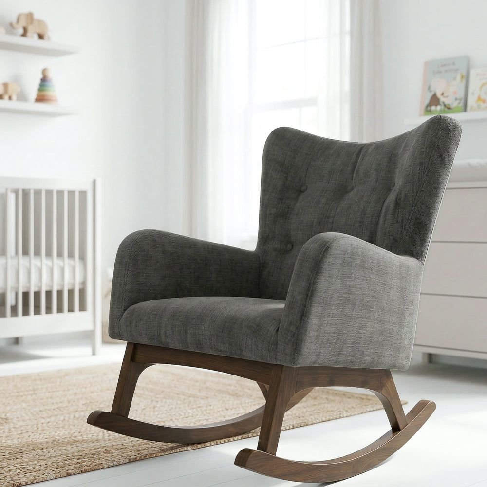Charlotte Gray Fabric Rocking Chair