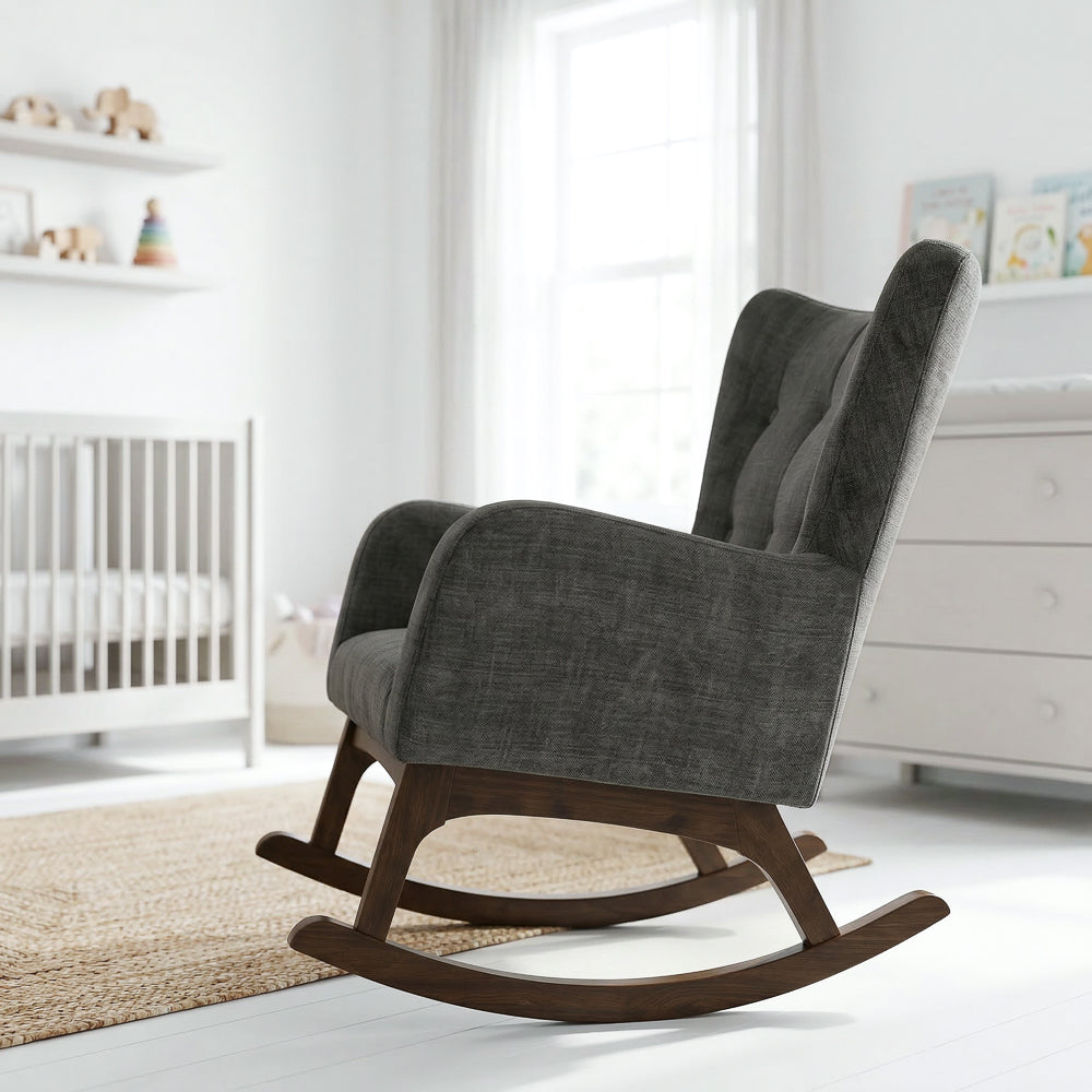 Charlotte Gray Fabric Rocking Chair