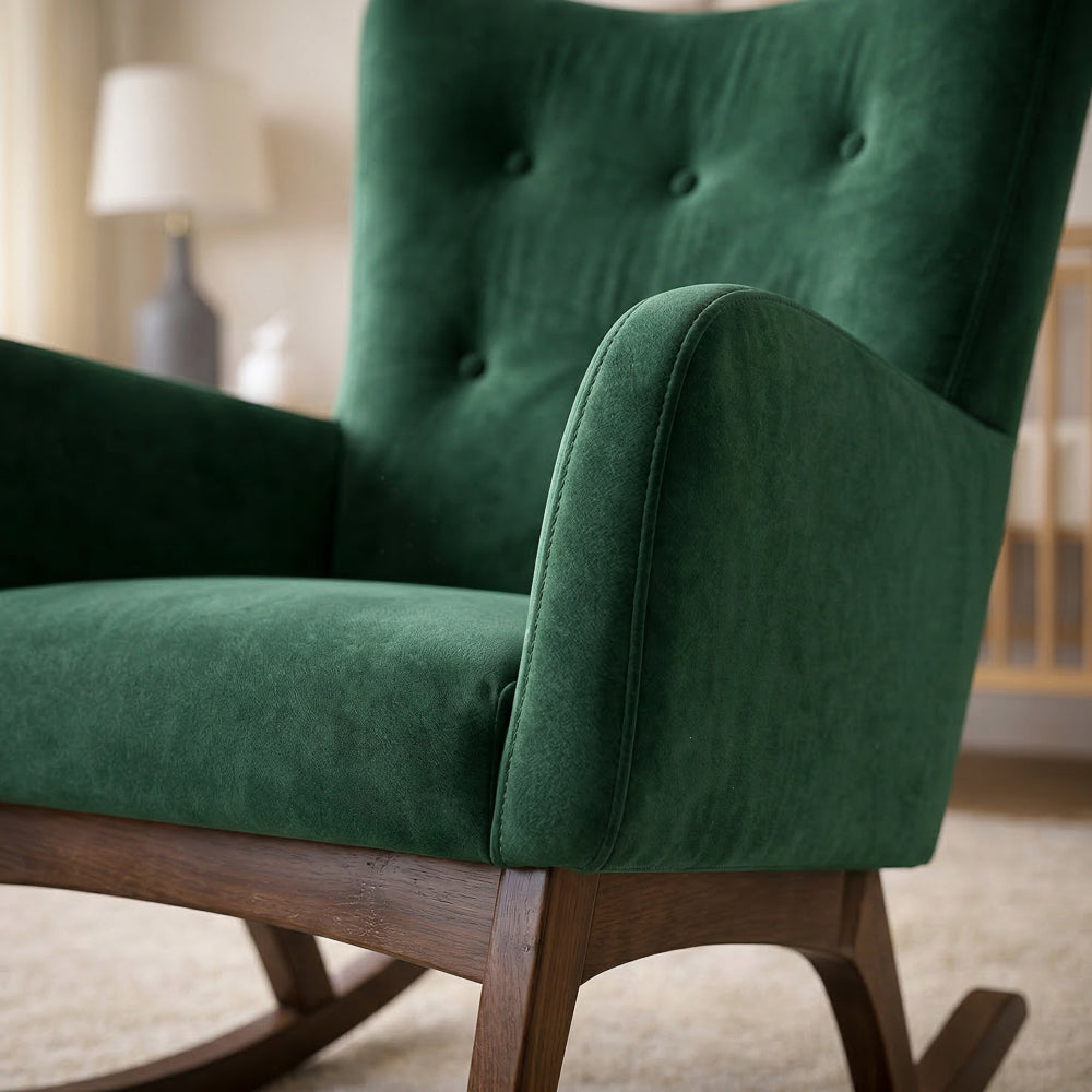 Charlotte Green Velvet Fabric Rocking Chair