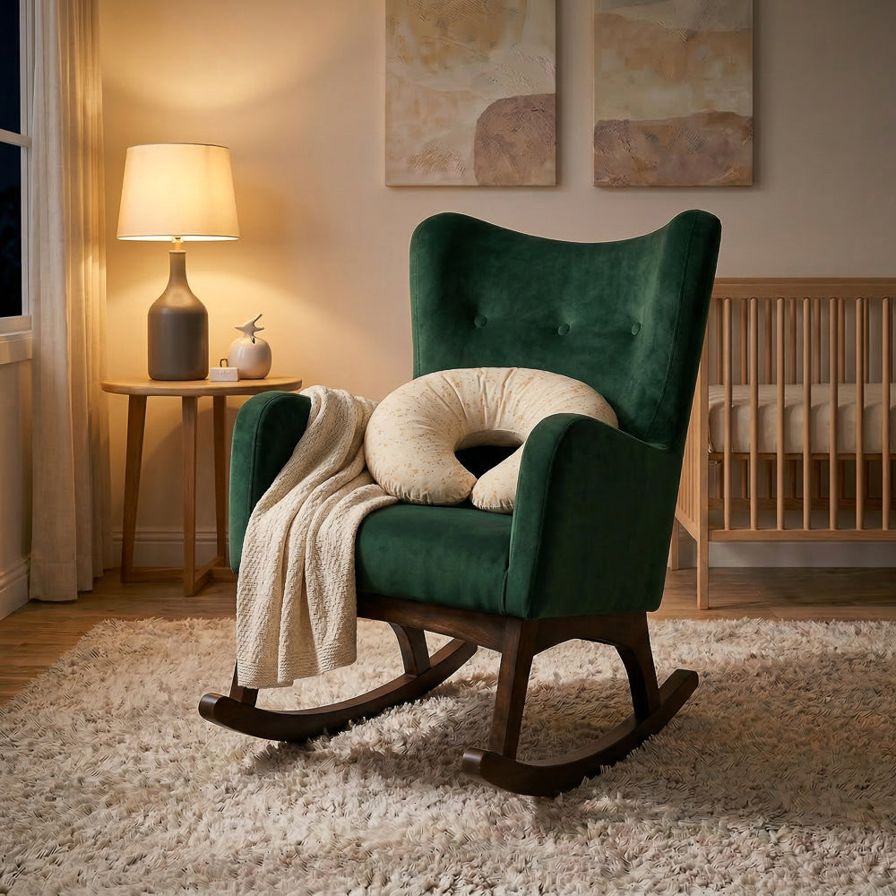 Charlotte Green Velvet Fabric Rocking Chair