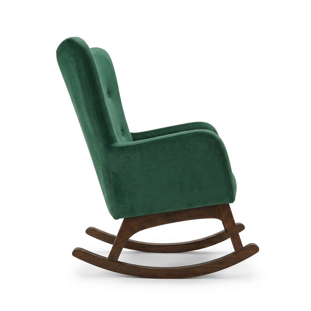 Charlotte Green Velvet Fabric Rocking Chair