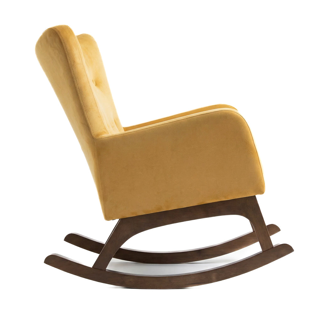 Charlotte Yellow Velvet Rocking Chair