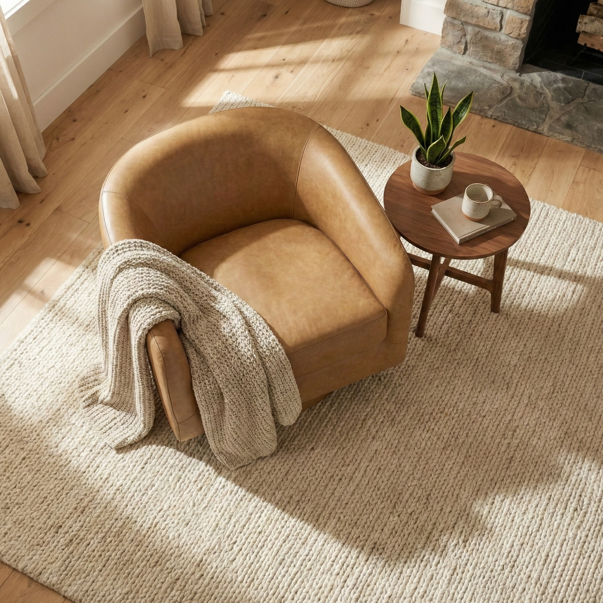 Ciro Tan Leather Swivel Chair