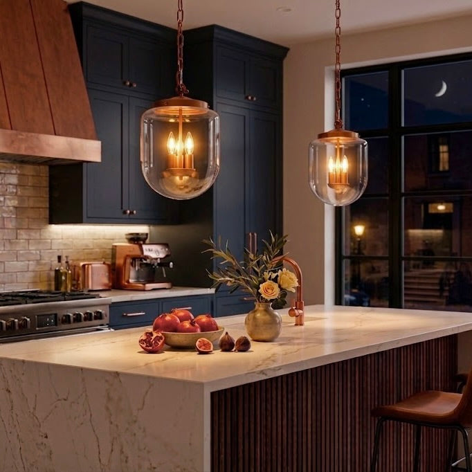 Clarity Pendant Lamp - Coarse Gold - Clear Glass