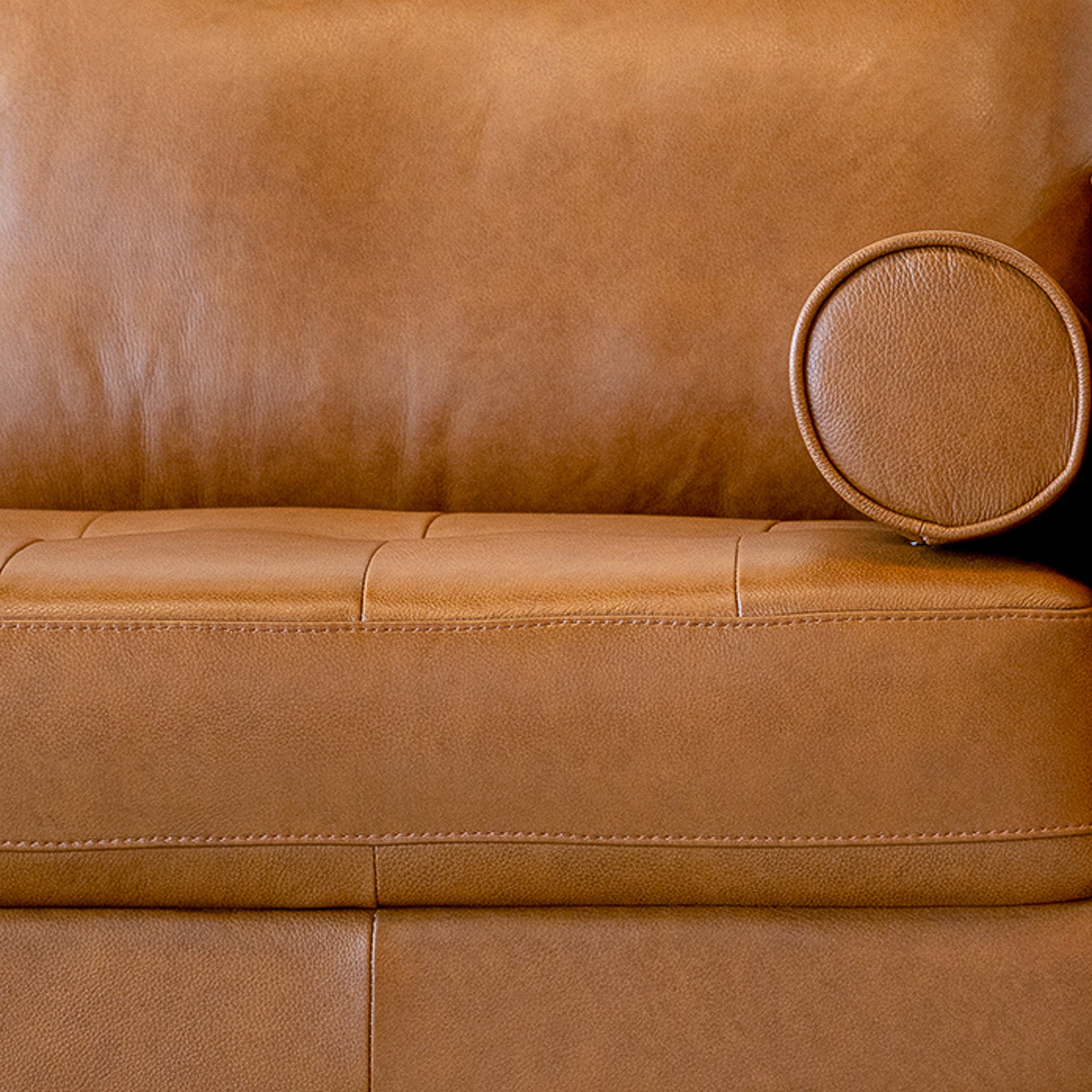 Daphne Tan Leather L Shape Corner Sofa Right Facing Chaise