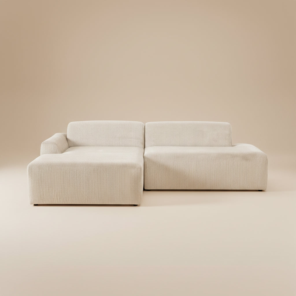 Dexter Cream Corduroy Sectional Left Facing Chaise