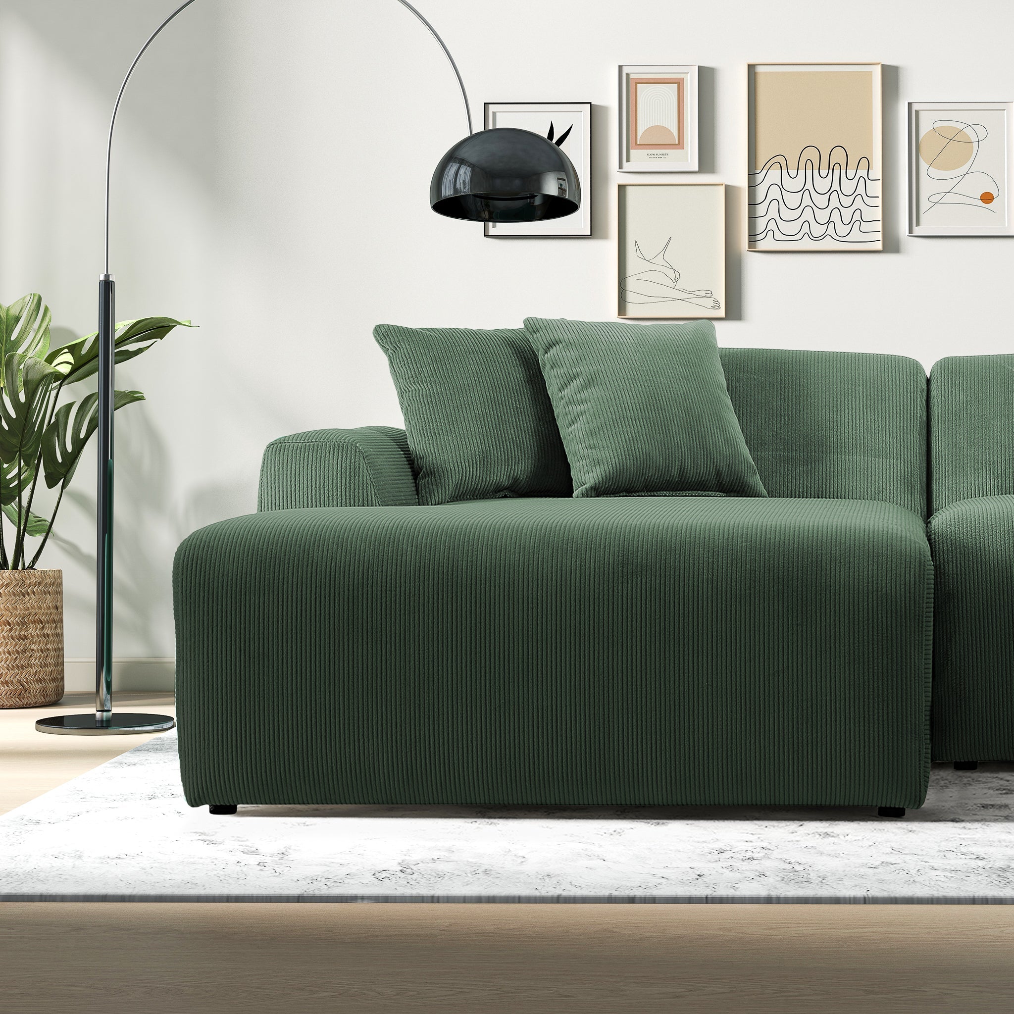 Dexter Green Corduroy Sectional Left Facing Chaise