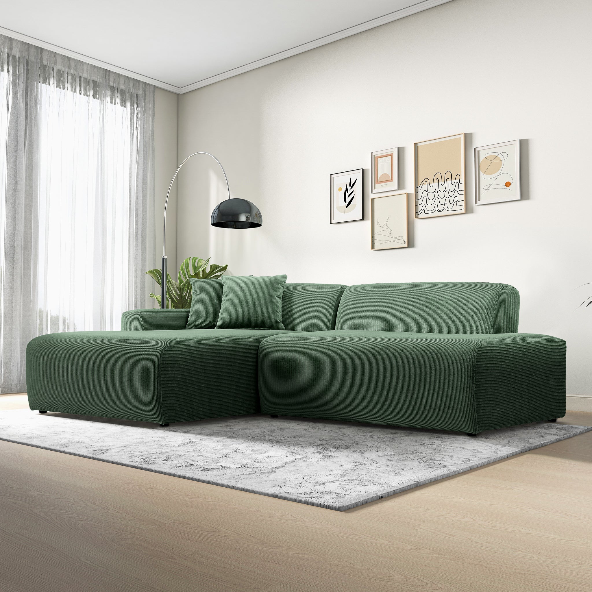 Dexter Green Corduroy Sectional Left Facing Chaise