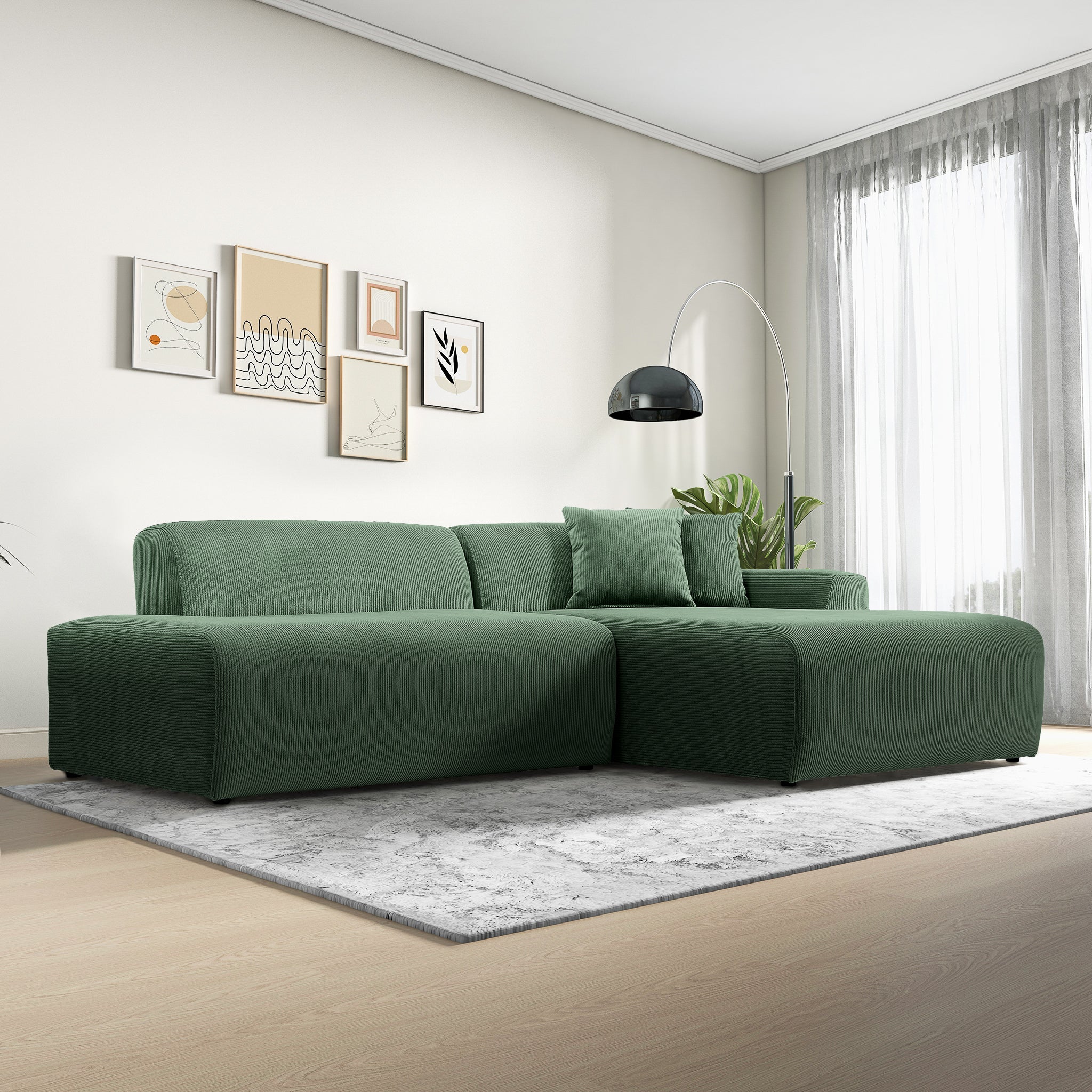 Dexter Green Corduroy Sectional Right Facing Chaise