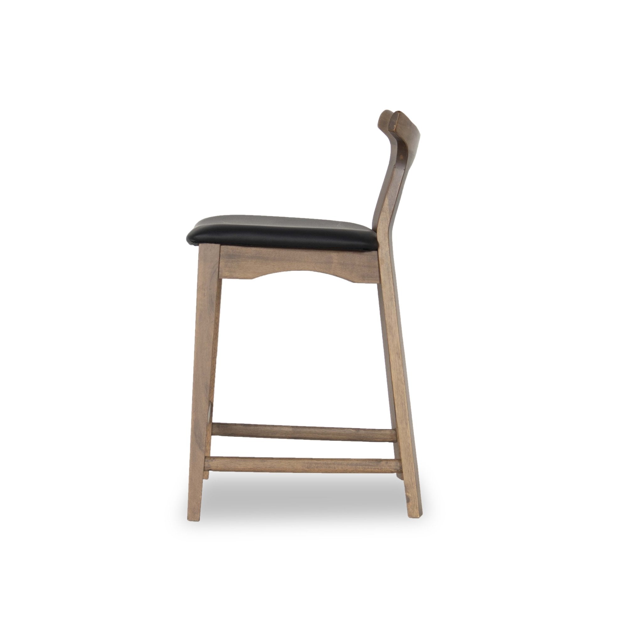 Dora 24" Black Leather Counter Stool Set of 2