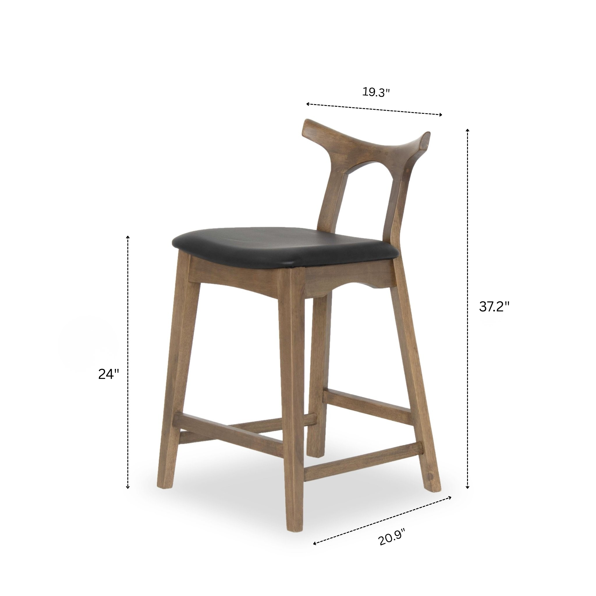 Dora 24" Dark Gray Counter Stool - Set of 2