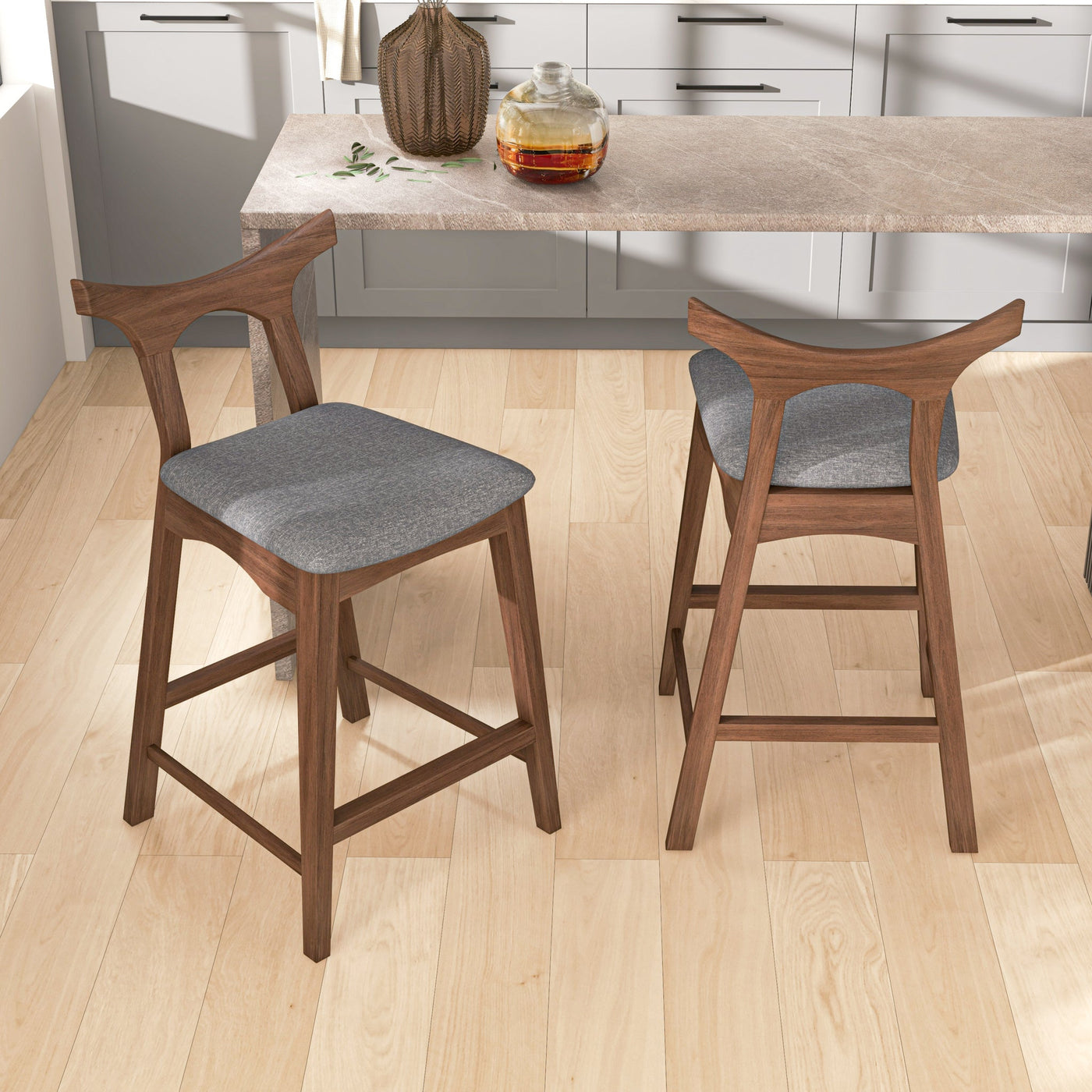 Dora 24" Dark Gray Counter Stool - Set of 2