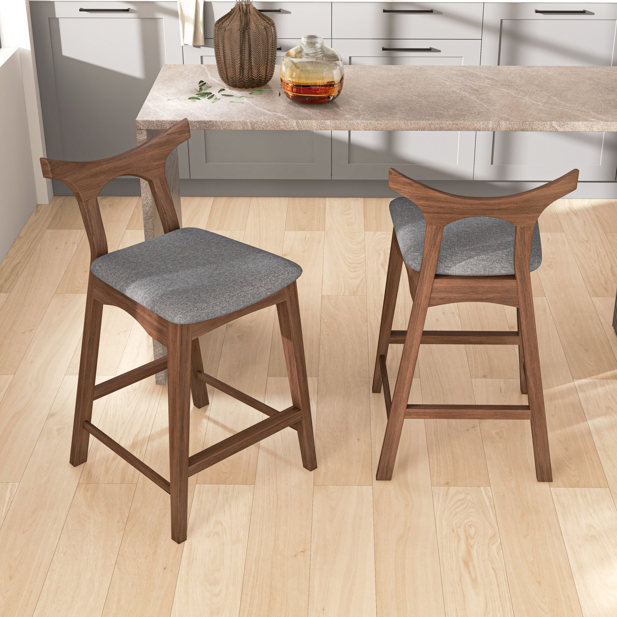 Dora 24" Dark Gray Counter Stool - Set of 2
