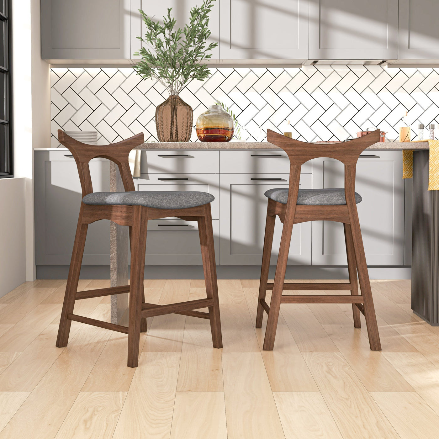 Dora 24" Dark Gray Counter Stool - Set of 2